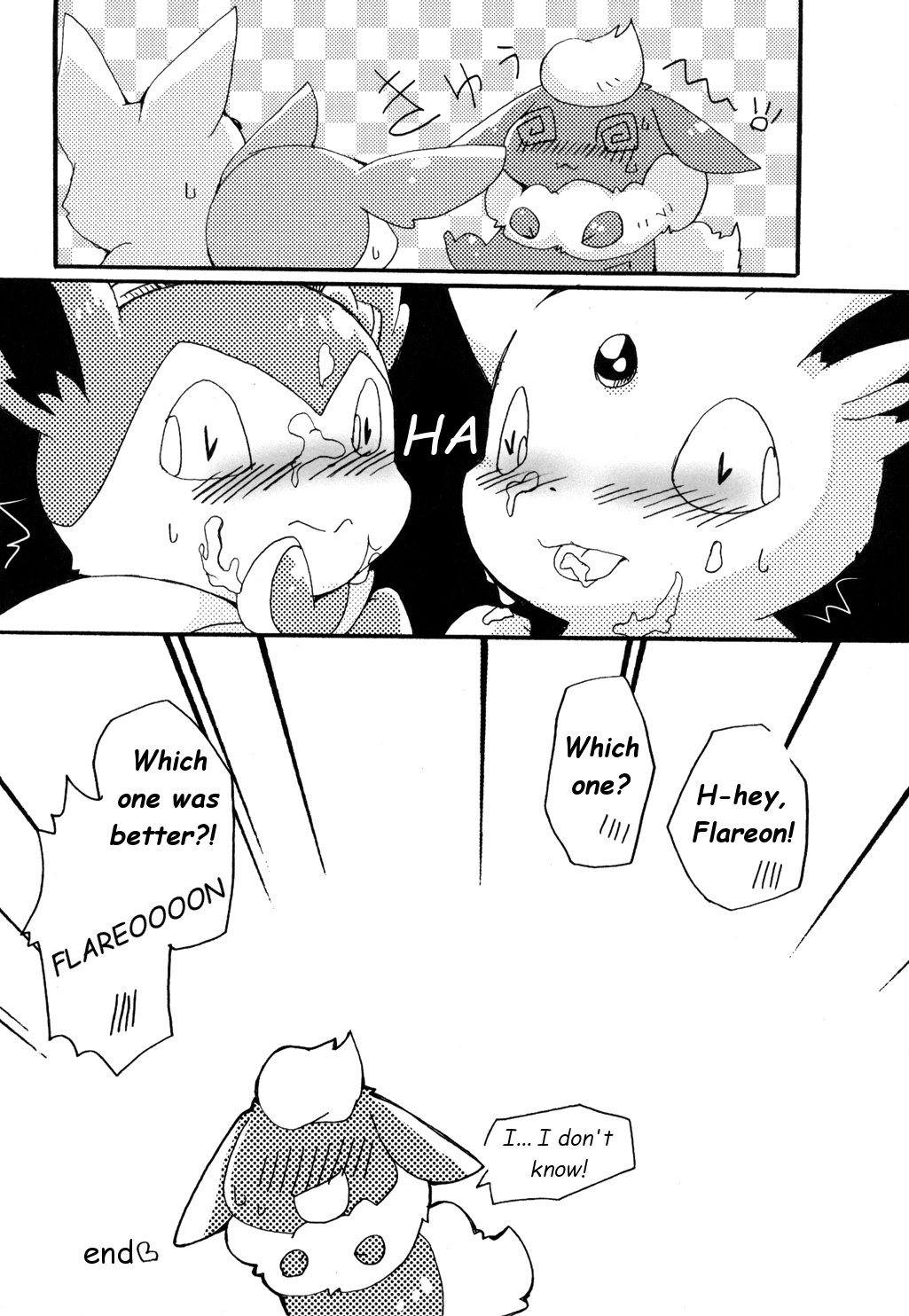 azuma_minatsu blush comic cum doujinshi eeveelution espeon flareon kemono nintendo pokemon sylveon translated video_games