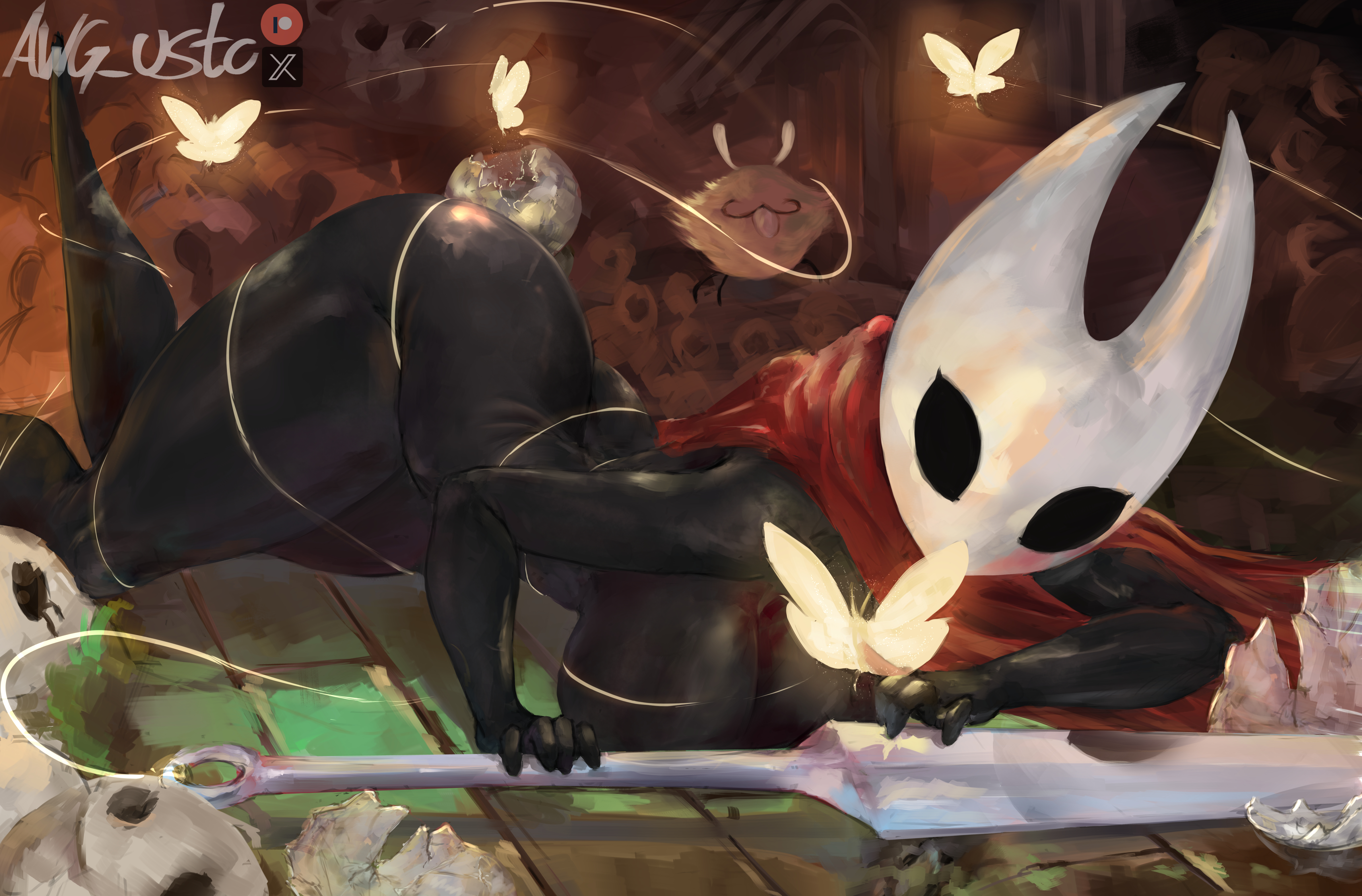 awg usto, big breasts, big butt, breasts, dark skin, female, flea (hollow knight), game, hollow knight, hollow knight: silksong, hornet (hollow knight), insects