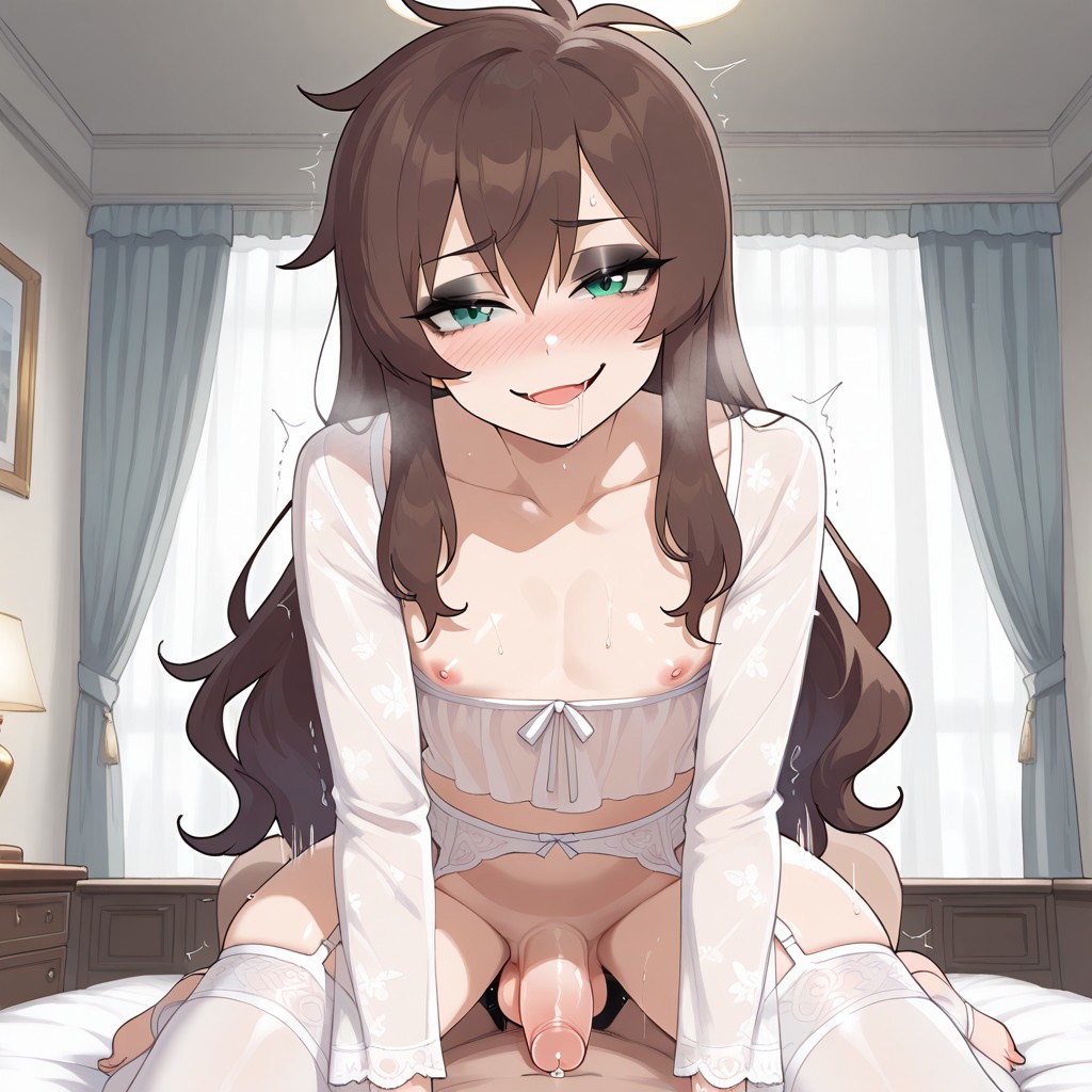 1boy 1femboy 2025 2boys ai_generated alternate_version_available anal anal_sex anal_sex ass babydoll bed bed_sheet bedroom big_ass blush brown_hair crossdressing day daytime erect_penis erection femboy feminine_male garter_straps girly green_eyes indoors kono_subarashii_sekai_ni_shukufuku_wo! lingerie looking_at_viewer male nelethos nipples panties penis satou_kazuma see-through see-through_babydoll see-through_clothes see-through_clothing sex stockings sweat sweatdrop thick_thighs thighs trap underwear white_babydoll white_garter_straps white_panties white_stockings white_underwear yaoi