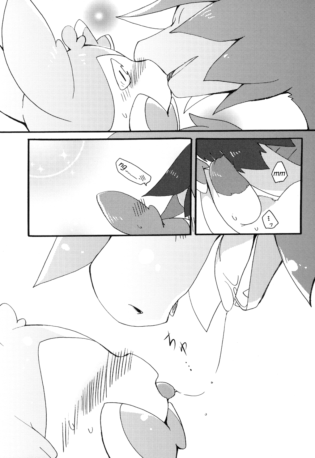 azuma_minatsu comic doujinshi eeveelution female hydreigon kemono kissing male nintendo pokemon sylveon tongue translated video_games