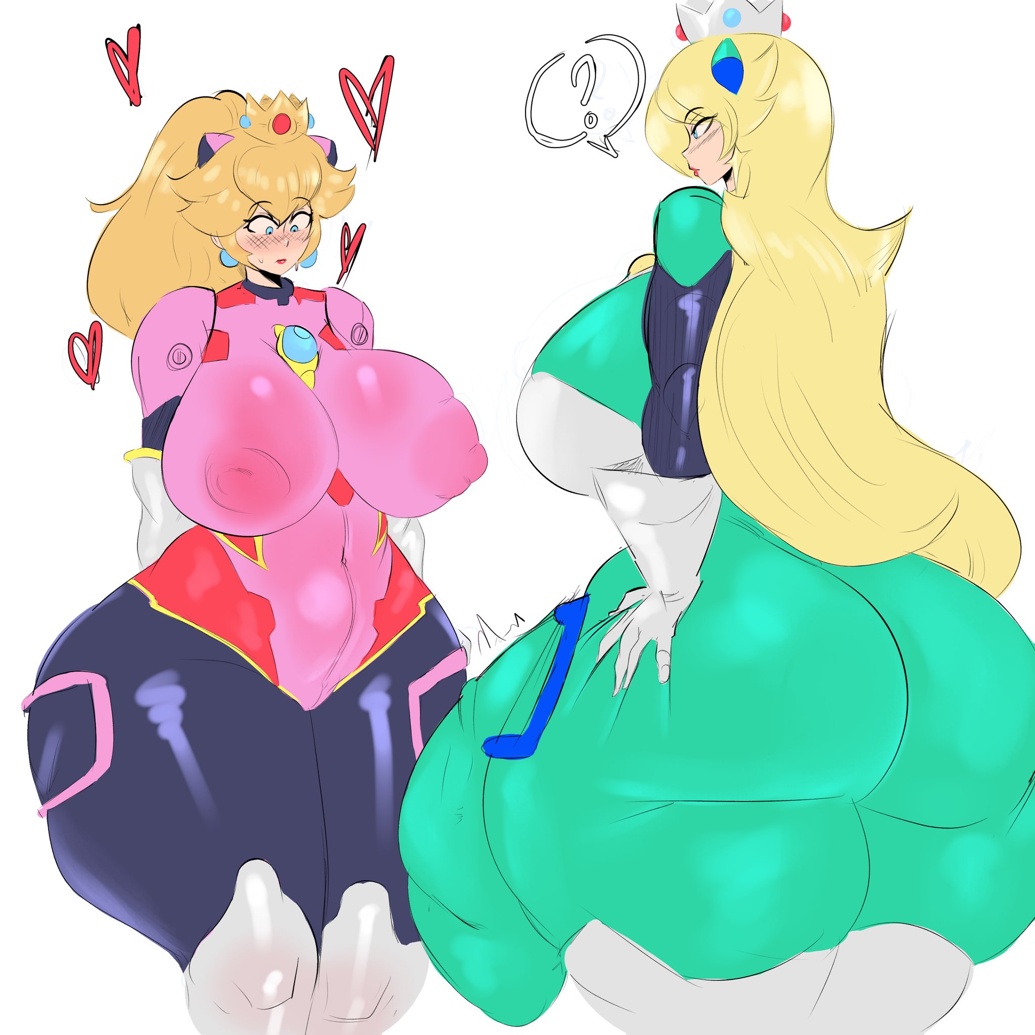 1futa, 1girls, 2025, ass, big ass, big breasts, blonde, blonde female, blonde hair, blue eyes, blush, blushing, bodysuit, breasts, caitdrawsstuff2, crown, female, futanari, hi res, high resolution, highres, huge ass, huge breasts, huge cock, huge penis, intersex, large ass, large breasts, long hair, mario (series), nintendo, penis, princess peach, princess rosalina, royalty, tagme, thick thighs, tight clothing, voluptuous, voluptuous female, wide hips