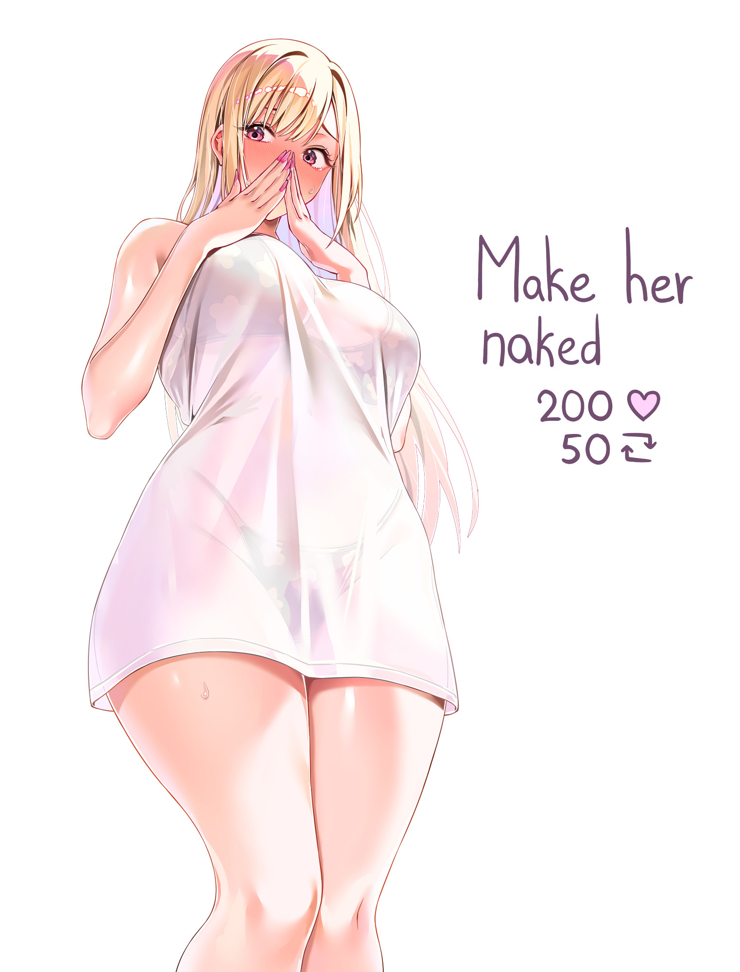 1girls, bare calves, bare hands, bare knees, bare legs, bare skin, bare thighs, big breasts, bikini, bikini bottom, bikini top, black bikini, black bikini bottom, black bikini top, black halterneck, black string bikini, black swimsuit, black swimwear, blonde female, blonde hair, blonde-haired female, breasts, busty, busty female, busty teenager, curvaceous, curvaceous body, curvaceous female, curvaceous figure, curvaceous hips, curvaceous teenager, curvaceous thighs, curvy, curvy body, curvy female, curvy figure, curvy hips, curvy thighs, ear piercing, earrings, elbows, exposed legs, exposed skin, exposed thighs, female, female focus, female only, fingernails, fingers, gyaru, halterneck, high resolution, high school student, highres, hourglass figure, kitagawa marin, large breasts, lean figure, legs closed, legs together, long hair, looking at viewer, looking down, looking down at viewer, machulanko, nail polish, nails, narrow waist, pink fingernails, pink nail polish, pink nails, plump breasts, red eyes, red-eyed female, schoolgirl, shoulders, simple background, slender body, slender waist, slim waist, solo, sono bisque doll wa koi wo suru, standing, string bikini, swimsuit, swimwear, teenage female, teenager, thick thighs, thighs, thong, upper body, white background, wide hips