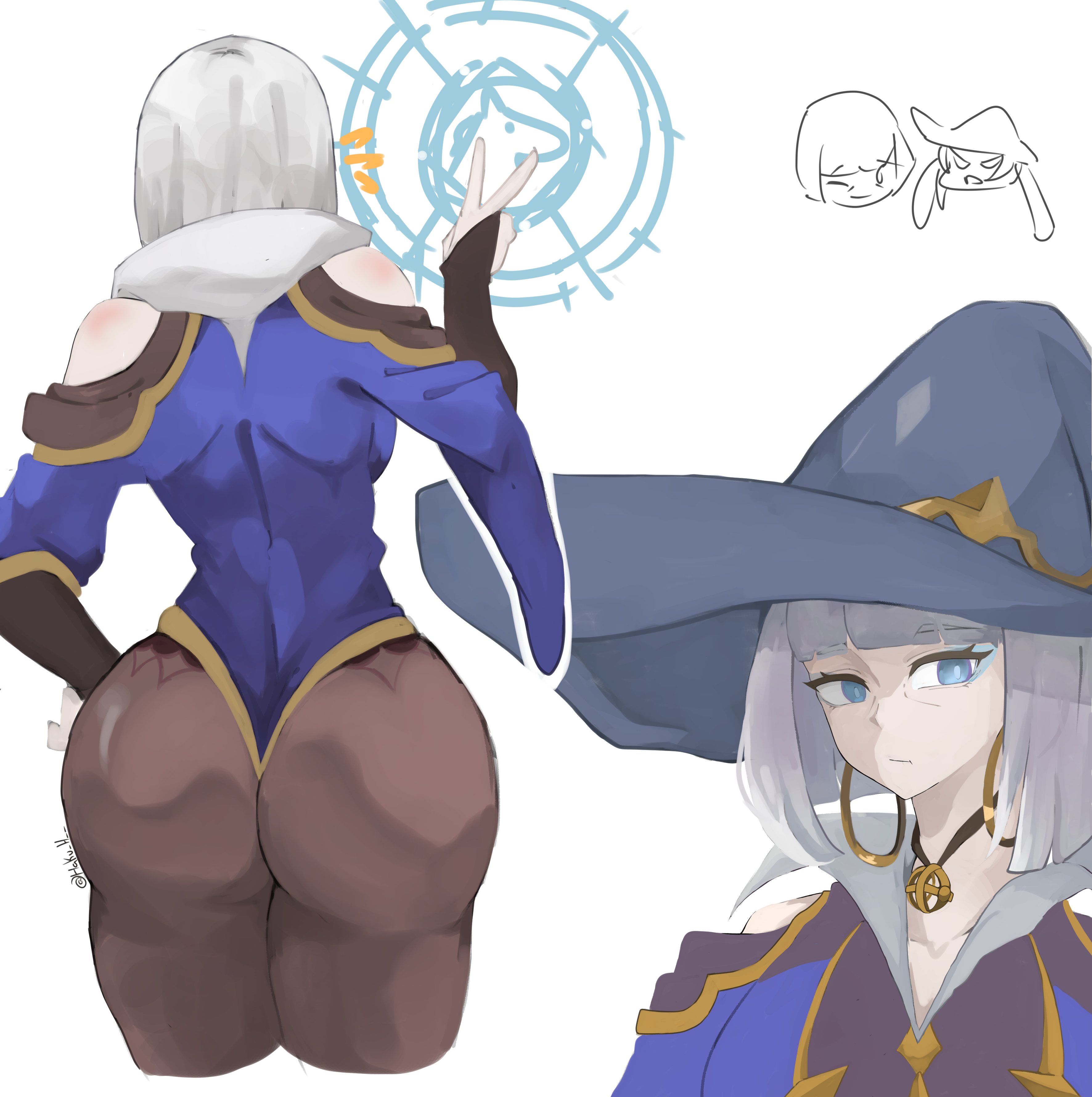 1girls, artist request, ass, ass focus, barbeloth (genshin impact), female, female focus, female only, genshin impact, haku h, large ass, light skin, light-skinned female, mature female, solo, thick thighs, thighs, white background, wide hips