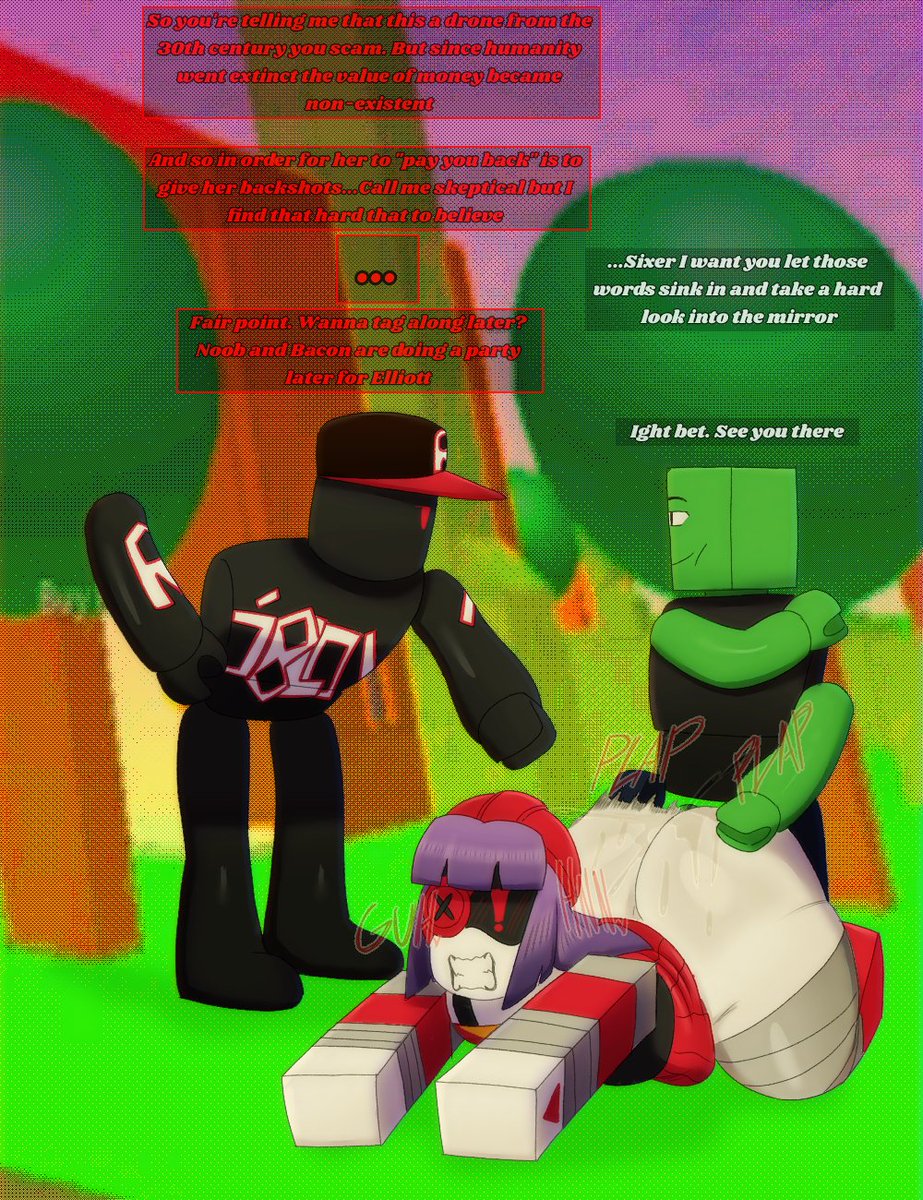 1girls, 2boys, abrahamslapper, anal, anal insertion, anal masturbation, anal penetration, ass, backshots, blocky body, clenching teeth, dialogue, doggy style, doll (murder drones), duo, english text, exclamation mark, female, female focus, female penetrated, genitals, guest 666, huge ass, hyper ass, male, male penetrating, male penetrating female, male/female, murder drones, on all fours, on knees, onomatopoeia, penis, penis in pussy, plap, plapping big butt, pussy, roblox, robloxian, scammer, scammer (roblox), slapping butt, source request, speech bubble, text, text box, thick ass, thick thighs, thighs, vaginal, vaginal insertion, vaginal penetration, vaginal sex
