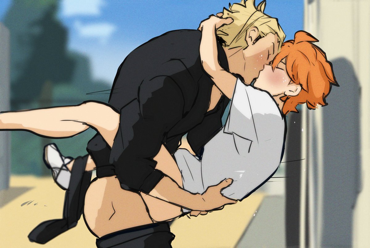 2boys, gay, haikyuu!!, hinata shouyou, idoraad, kissing, lilprincyvi, male only, shoyo hinata, teenager, twink, ukai keishin, yaoi