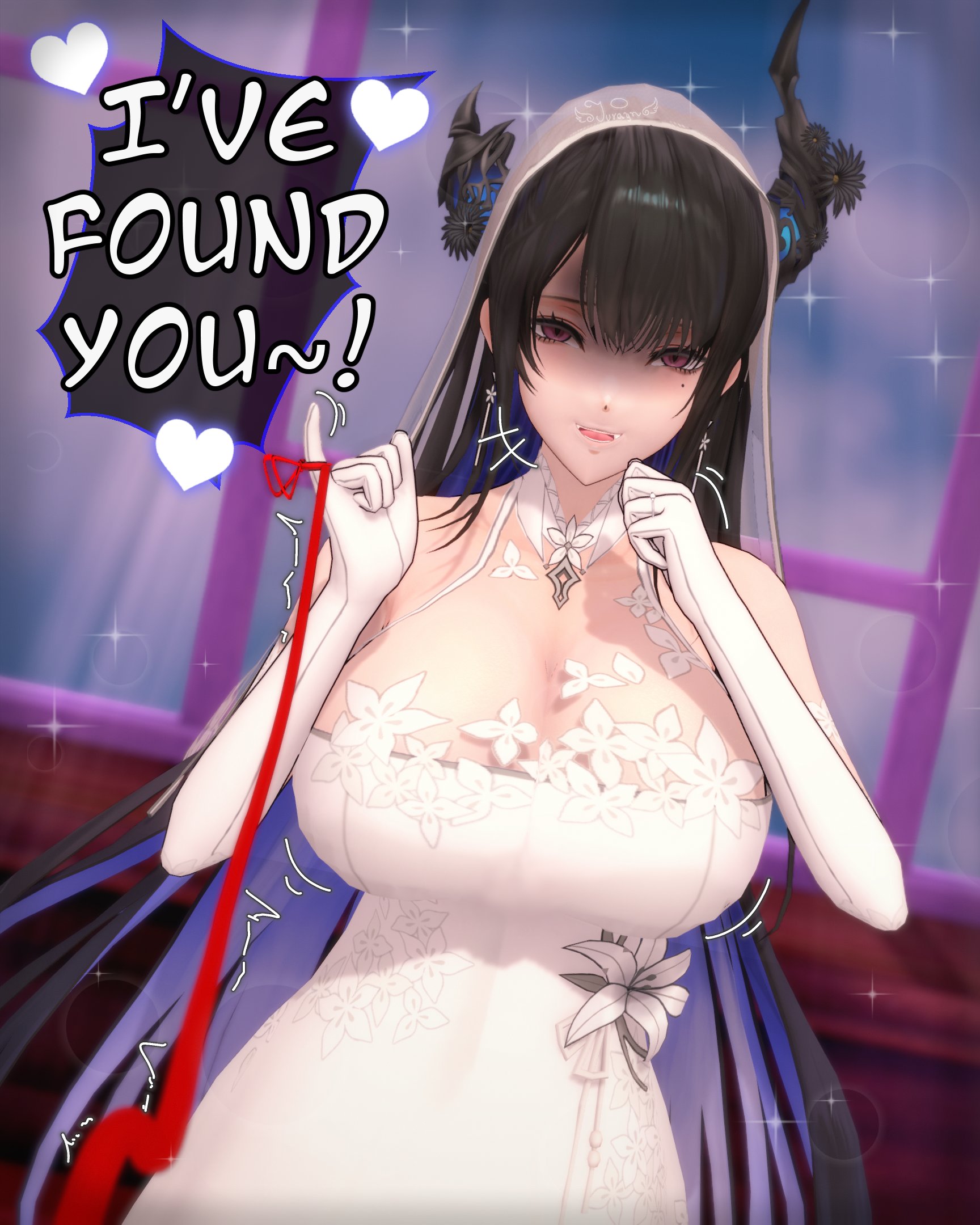 big breasts, breasts, hololive, hololive advent, hololive english, jurayn, nerissa ravencroft, red ribbon, virtual youtuber, wedding dress