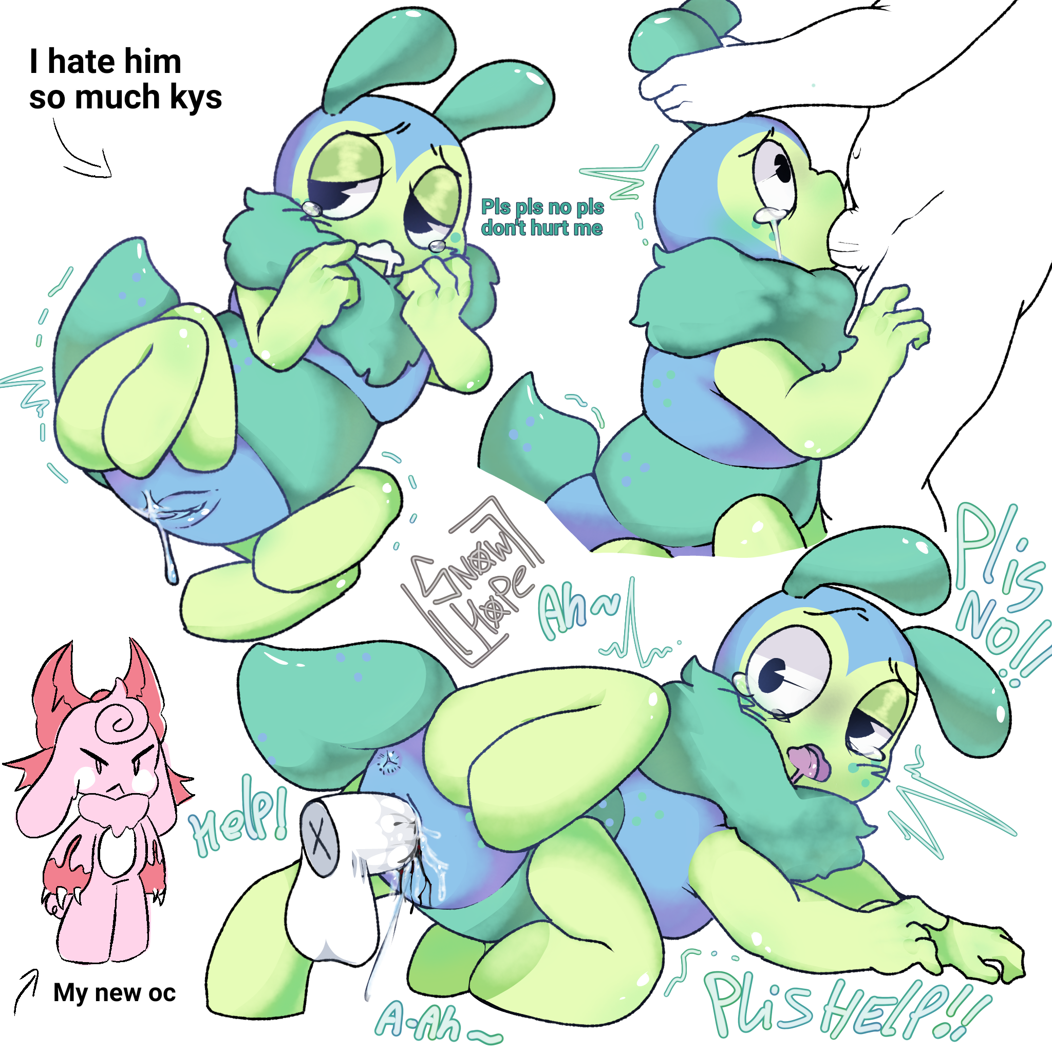 brightney (dandy's world), crying, crying with eyes open, cum in pussy, cum inside, cuntboy, dandy's world, dandys world, death threat, oral, oral penetration, rape, raped male, snowhope, squirm (dandy's world), tagme, yiff