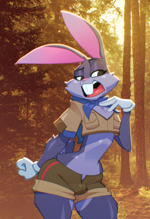 2d, 2d (artwork), 2d artwork, anthro, bigdad, boy scout, bugs bunny, bulge, curvy, curvy anthro, curvy body, curvy figure, curvy hips, curvy male, curvy thighs, femboy, looney tunes, solo, warner bros, warner brothers