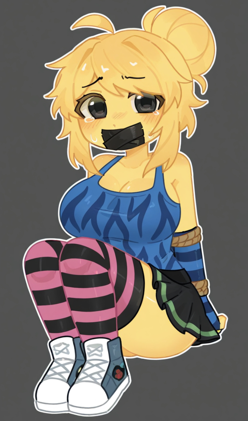 1girls, ai generated, ankles tied, arms behind back, arms restrained, arms tied, arms tied behind back, bondage, bound, bound arms, bound legs, captured, captured female, crying, crying with eyes open, female, female focus, female only, forsaken (roblox), hips, honeybunn14, kidnapped, kidnapped female, kidnapped girl, noob, noob (forsaken), noob (roblox), restrained, restraints, roblox, roblox game, robloxian, scared, scared expression, scared face, scared female, scene noob, scenecore, sweat, sweating, sweaty, tears, thighs, worried, worried expression, worried face, worried look
