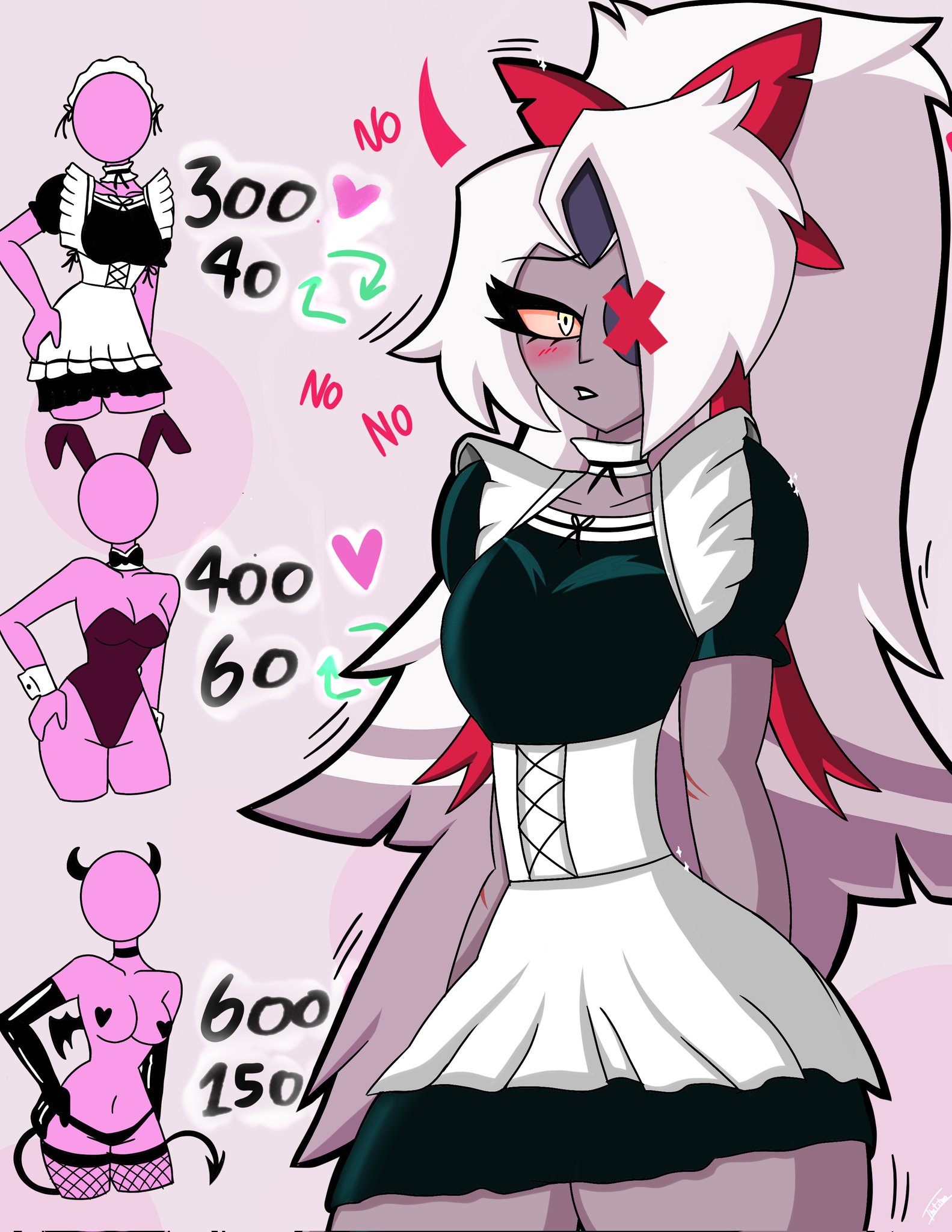 hazbin hotel, maid, sexy, strip game, tagme, the titan draw, vaggie (hazbin hotel)