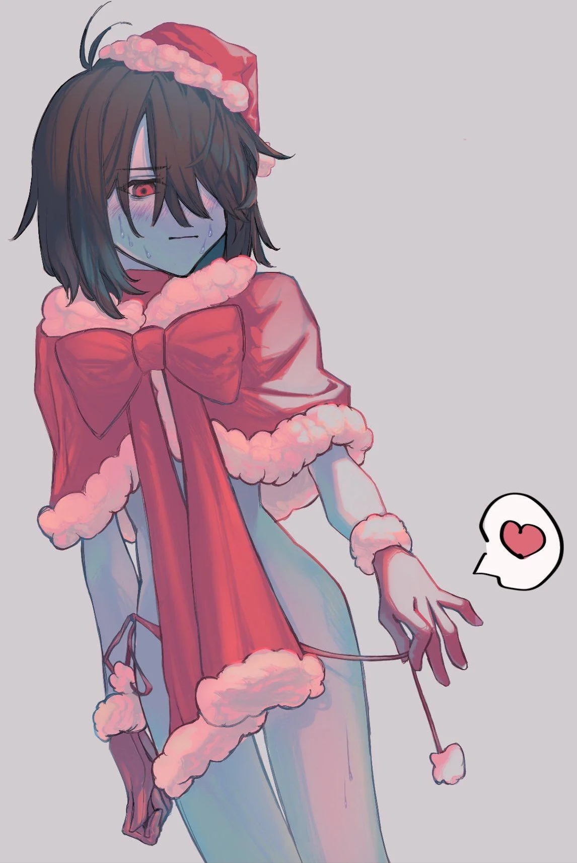 ambiguous gender, artist request, deltarune, embarrassed, kris (dark world form), kris (deltarune), petite body, revealing clothes, shy, umnun tb (artist)