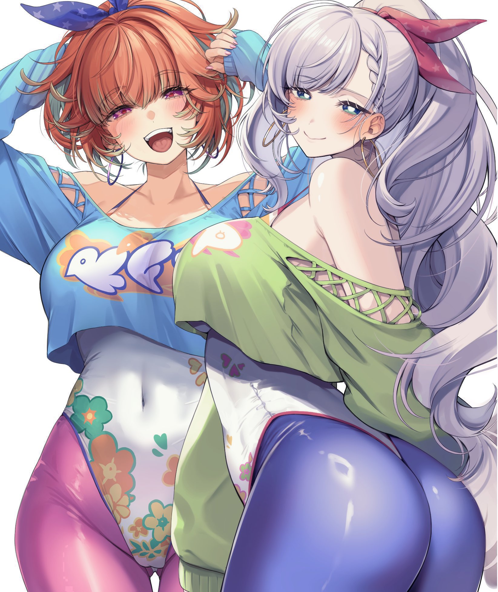 2girls, bitch, highleg, highleg leotard, hololive, hololive english, hololive indonesia, hololive indonesia holoro, hololive myth, huge ass, huge breasts, komekueyo, large breasts, leotard, orange hair, pavolia reine, sluts, slutty female, takanashi kiara, virtual youtuber