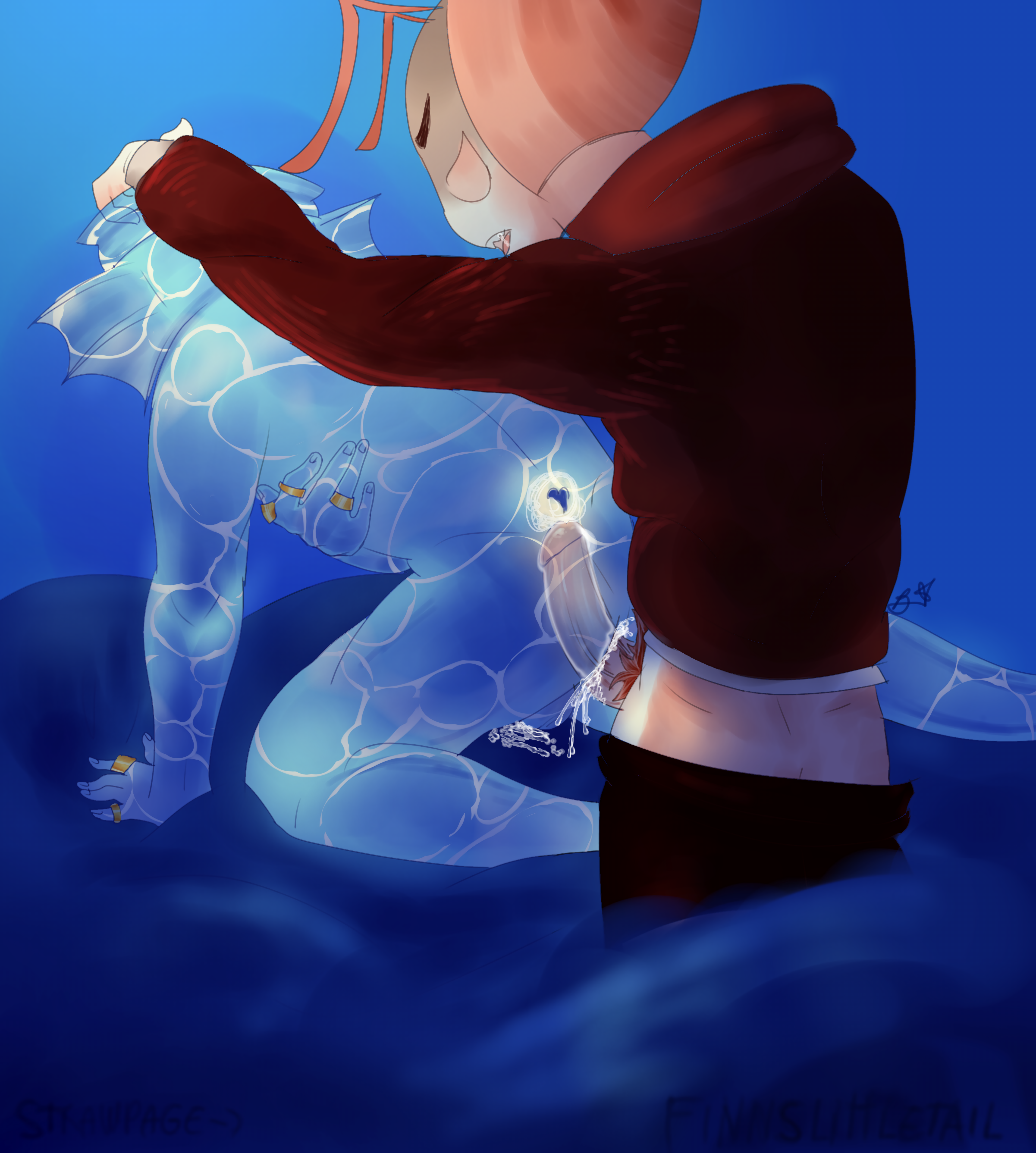 bent over, black shorts, cum, cum inside, dandy's world, dandys world, faceless male, finn (dandy's world), gay, gay sex, hi res, highres, hoodie, i fucked up the legs, male, male only, male/male, rings, shrimpo (dandy's world), transparent body