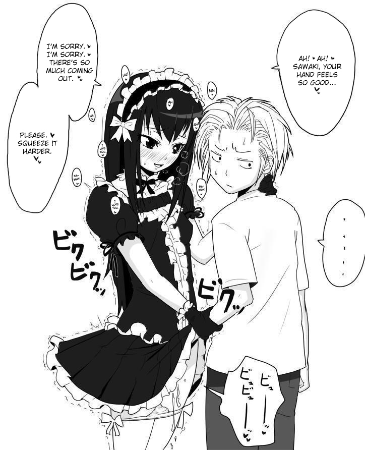 2boys blush crossdressing crotch_grab cum dress ejaculation embarrassed gloves gothic gothic_lolita groping handjob hard_translated holding_arm itou_life jpeg_artifacts lolita_fashion long_hair maid male masturbation monochrome moyashimon multiple_boys panties panty_pull petticoat sawaki_souemon_tadayasu side-tie_panties smile translated trap underwear yaoi yuuki_kei