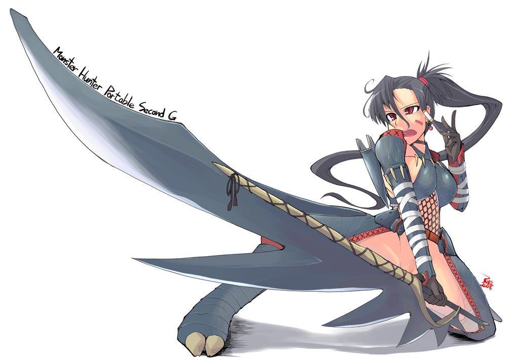 2009 breasts capcom female monster_hunter nargacuga_(armor) no_panties ryou signature