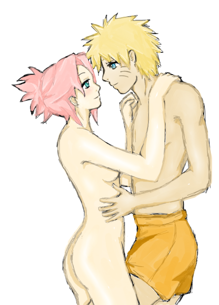 blonde_hair blue_eyes female green_eyes human love male naruto nude nyuubu pink_hair pixiv_thumbnail ponytail resized sakura_haruno short straight tied_hair uzumaki_naruto