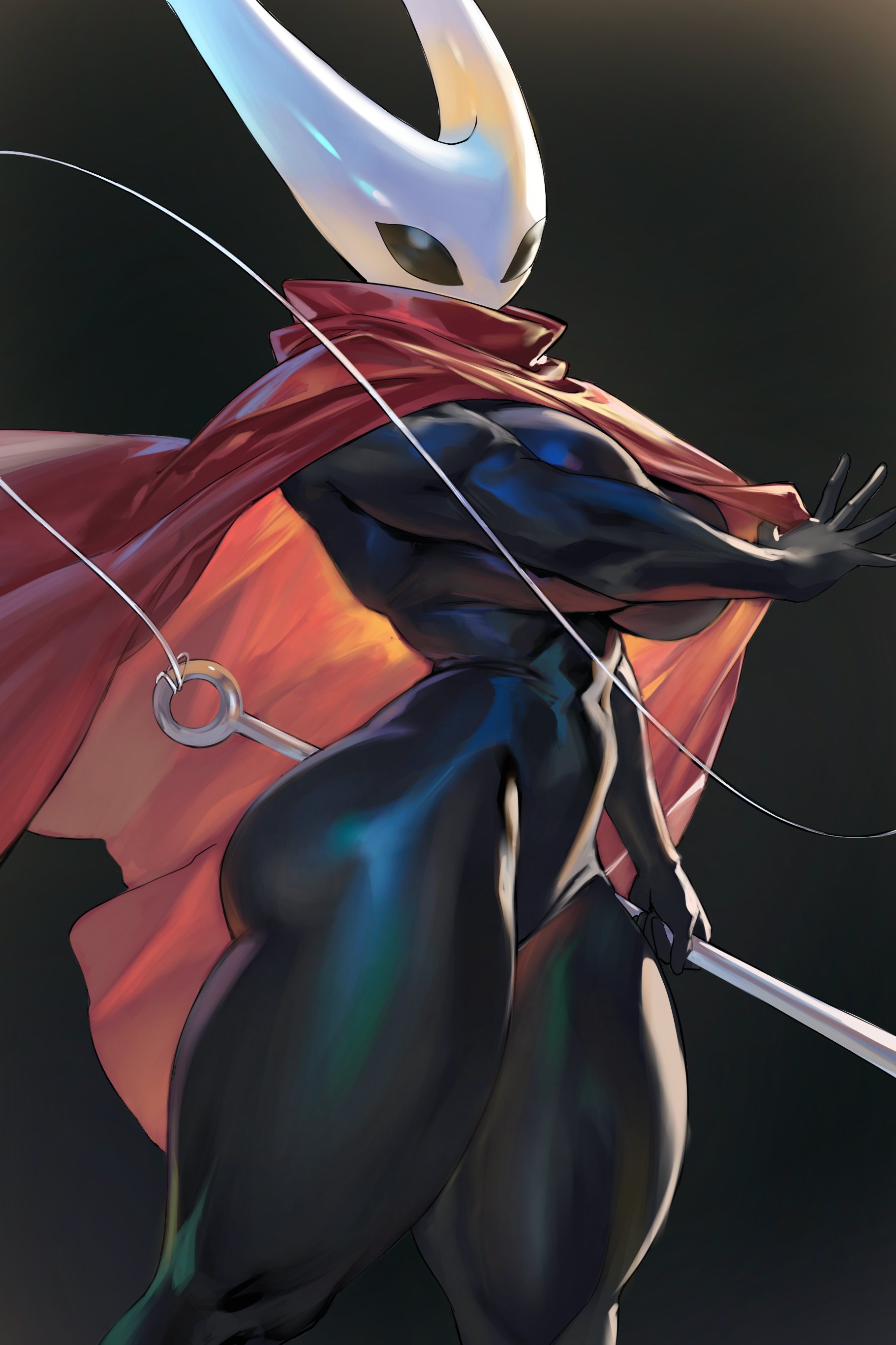 1girls, athletic, athletic female, big ass, big breasts, big butt, black body, black eyes, breasts, busty, cloak, dark body, female, female only, fit, fit female, hollow knight, hollow knight: silksong, hornet (hollow knight), horns, huge breasts, humanoid, large ass, large breasts, large butt, muscular, muscular female, muscular thighs, taiyang yu, thick, thick thighs, thighs, thunder thighs, wide hips