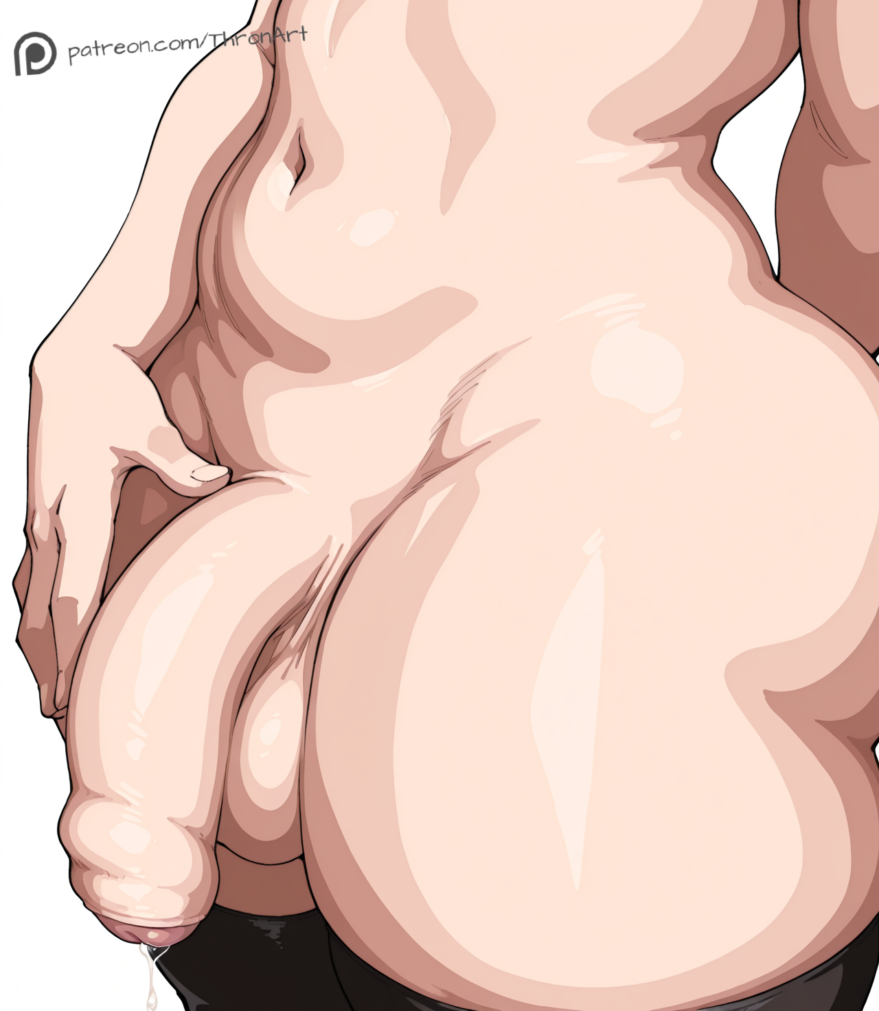 1boy, 1femboy, ai generated, arm behind head, balls, black thighhighs, chubby, femboy, flaccid, flaccid penis, foreskin, hand on own penis, huge ass, huge hips, huge thighs, large penis, light-skinned male, lower body, male, male focus, male only, navel, nier, nier (series), nier: automata, penis, plump, precum, precum drip, solo, solo femboy, solo focus, testicles, thick, thick ass, thick thighs, thighhighs, thronart, uncircumcised, wide hips, yorha 9s