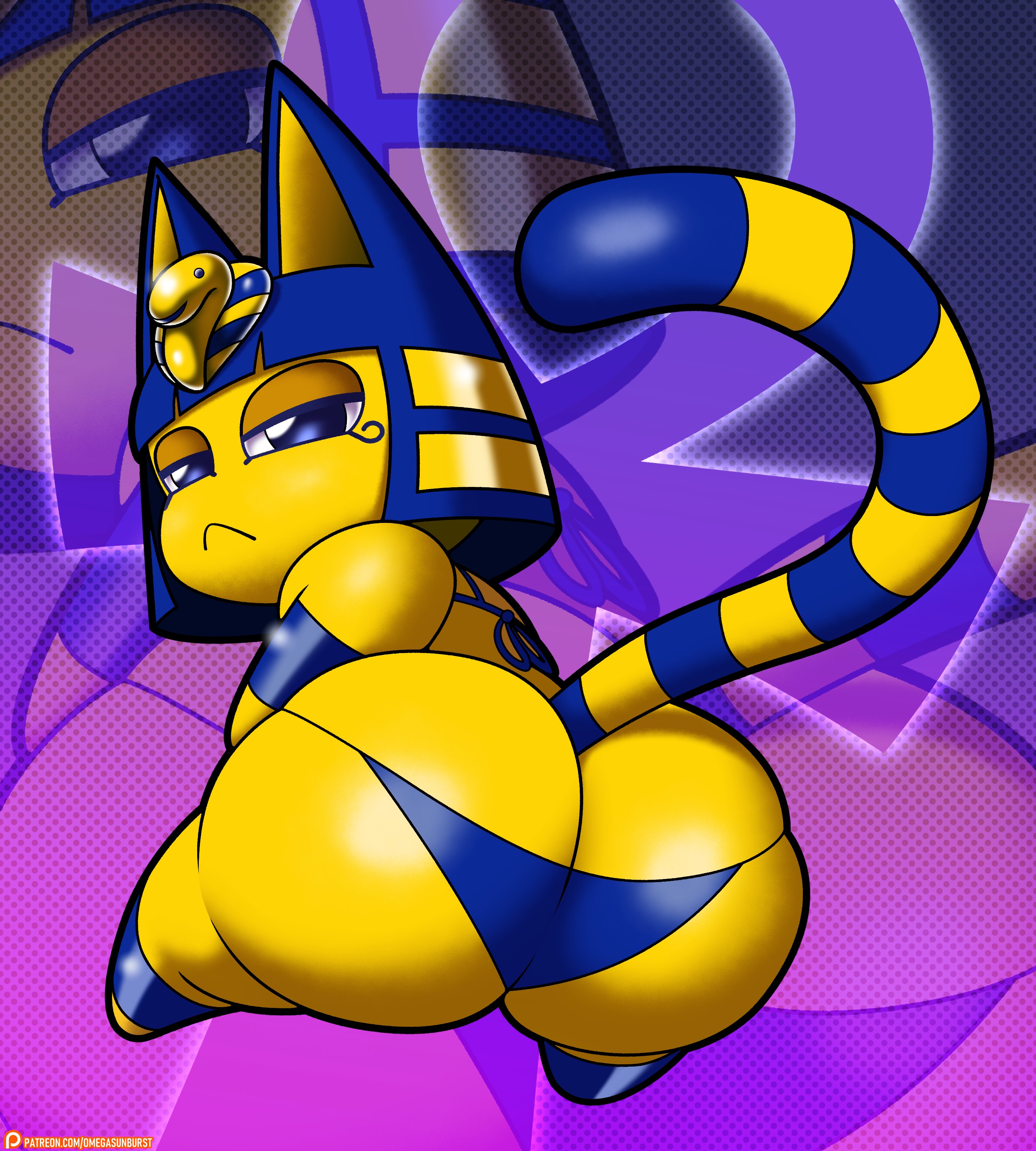 :/, 1girls, 2025, 2d, 2d (artwork), 2d artwork, animal crossing, ankha, ankha (animal crossing), ass, ass cleavage, ass crack, ass focus, big ass, big butt, bikini, blue eyes, blue hair, blue panties, bubble ass, bubble butt, butt, butt crack, caked up, cat ears, cat girl, cat humanoid, cat tail, catgirl, chibi, doughy ass, doughy butt, eyelashes, fat ass, fat butt, female, female focus, female only, glistening, glistening ass, glistening body, glistening butt, huge ass, huge butt, large ass, large butt, nintendo, omegasunburst, panties, plump, plump ass, plump butt, sad face, shiny ass, shiny butt, shiny skin, shiny thighs, short hair, shortstack, solo, solo female, solo focus, tail, tail markings, yellow skin