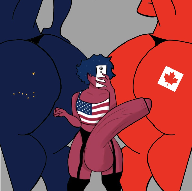 1boy, 2girls, 2girls1boy, alaska (statehumans), big penis, canada (countryhumans), cock, countryhumans, countryhumans girl, crudedraws, female, female on femboy, femboy, femboy on female, gigantic cock, gigantic penis, huge ass, huge cock, huge penis, hung femboy, hyper, hyper genitalia, hyper penis, male, penis, small but hung, united states of america (countryhumans)