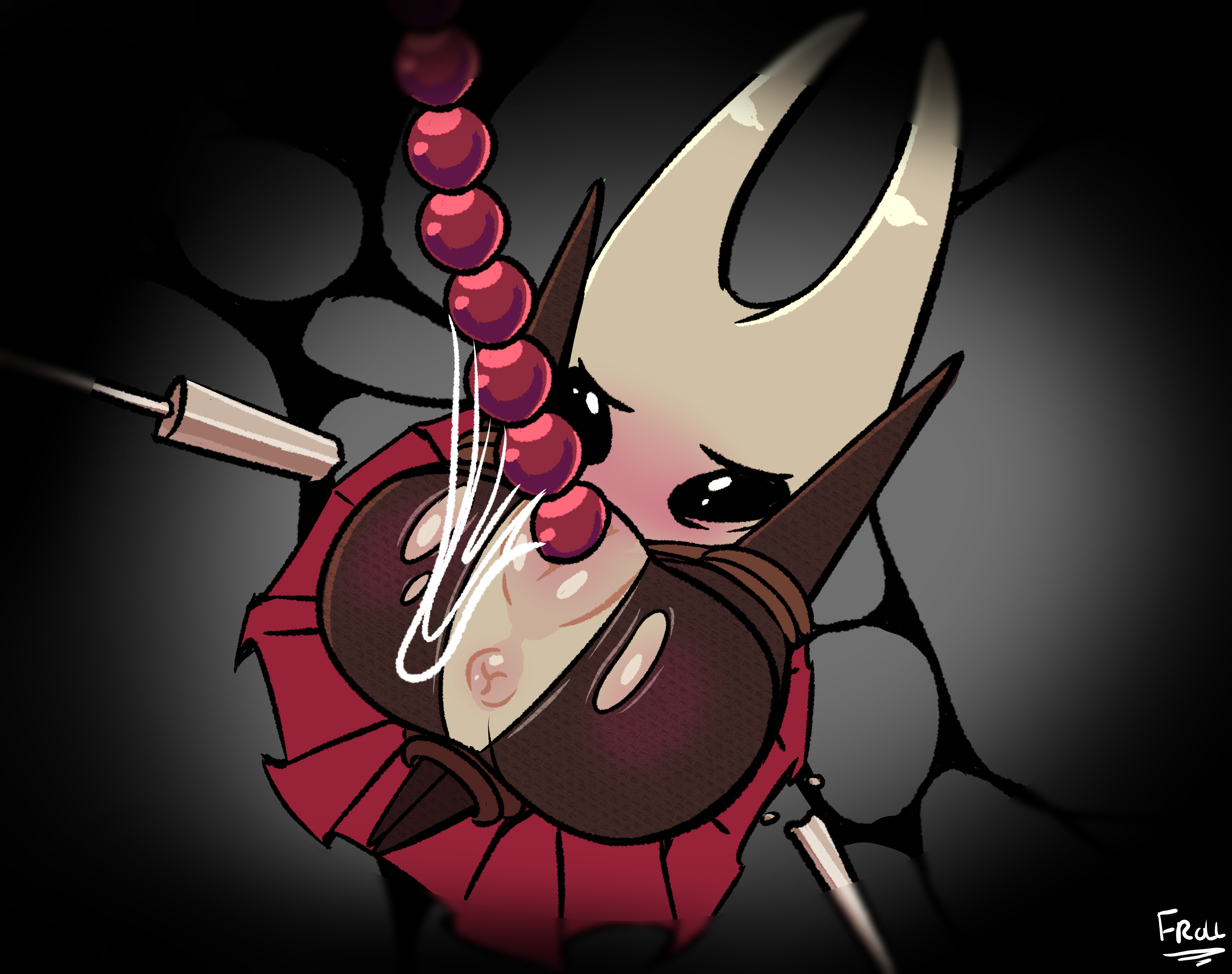 a playful character with a mischievous grin and large anal beads