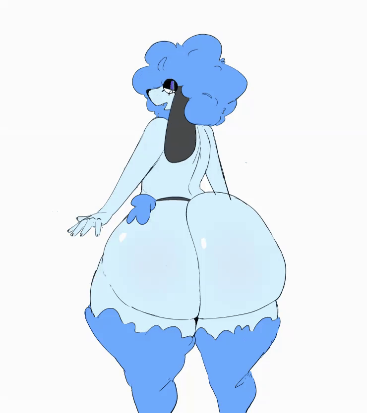 animated, anthro, ass shake, back view, blue fur, dokitokiii, eyeshadow, female, floppy ears, furry, furry only, looking at viewer, looking back, multicolored fur, no sound, peta petaa, pulledintoorbit, rear view, saturn (pulledintorbit), shaking ass, shaking butt, staring, staring at viewer