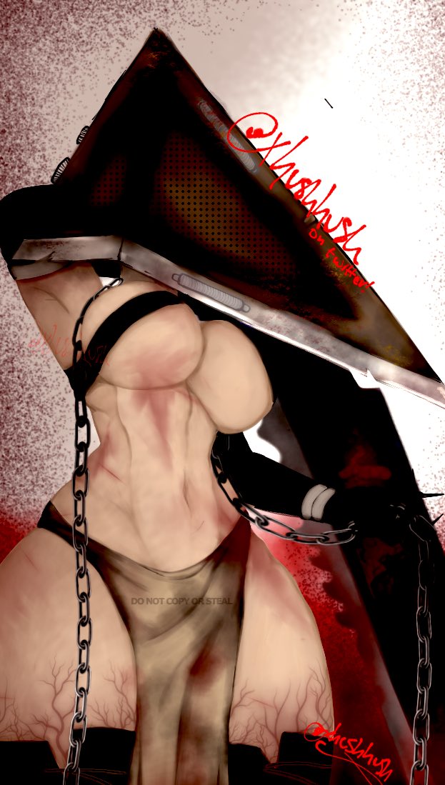 1girl, 1girls, big breasts, breasts, chains, child bearing hips, curvaceous, curvy, curvy female, female, female only, female pyramid head, genderswap, genderswap (mtf), hips, light skin, light-skinned female, loincloth, mostly nude, navel, pyramid head, rule 63, silent hill, solo, solo female, standing, thick hips, thick thighs, thighs, xhushhush