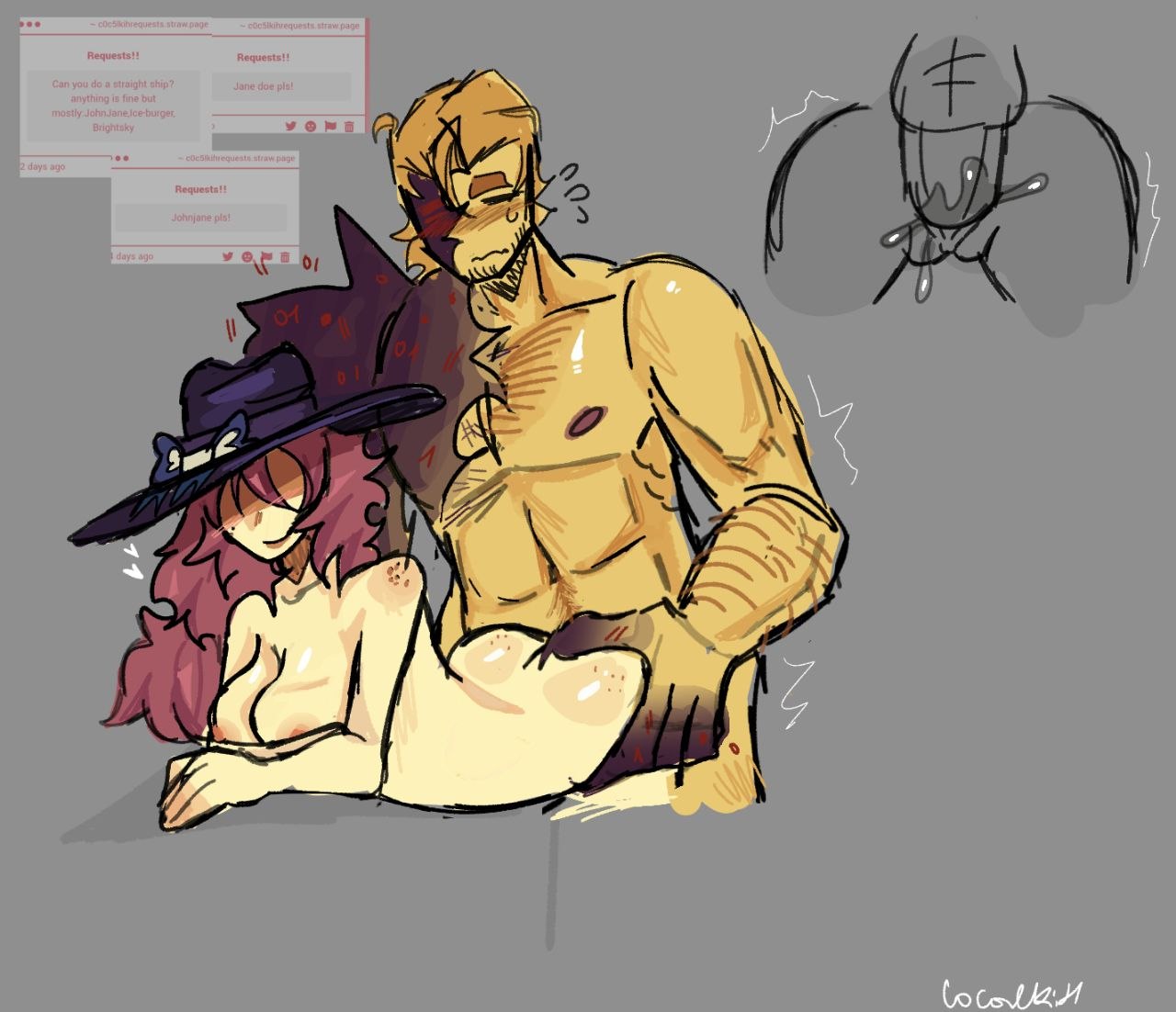 1boy, 1girls, c0c5lkih, female, forsaken (roblox), from behind, jane doe (forsaken), john doe (forsaken), male/female, married couple, nude, request, requested, roblox, roblox game, robloxian, size difference, straight sex, strawpage request, tagme, vaginal penetration, vaginal sex