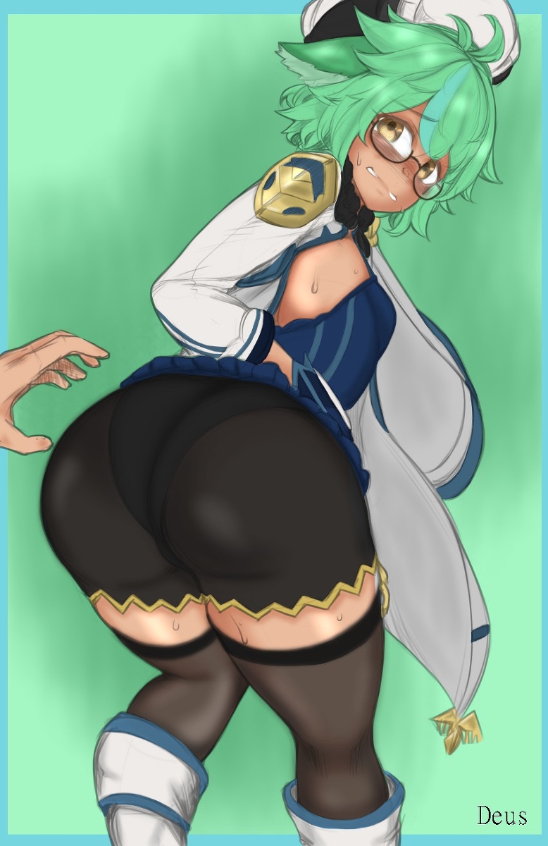 1girls ass ass_grab blush embarrassed genshin_impact green_hair greenopi mikleodeus sucrose_(genshin_impact)