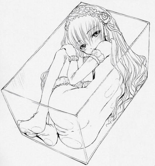 anus ass box cute feet in_container monochrome nude pussy rozen_maiden sketch suigintou sweat uncensored