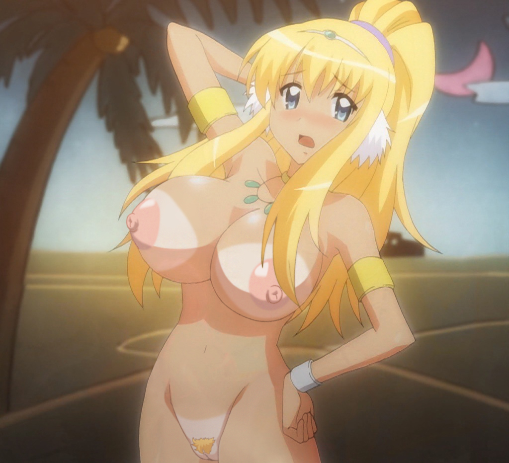 blonde_hair blue_eyes blush breasts cap dancing huge_breasts large_breasts nipples nude_filter photoshop pubic_hair puffy_nipples pussy screencap tan tanline tiffania_westwood uncensored zero_no_tsukaima