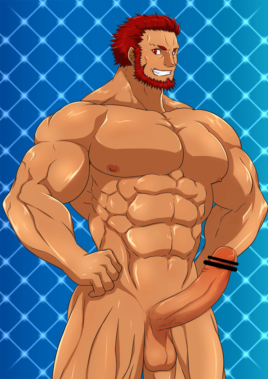 balls bara beard big_penis boner erection facial_hair fate_(series) iskandar_(fate) karakuraax male male_only muscles muscular nude penis solo solo_male