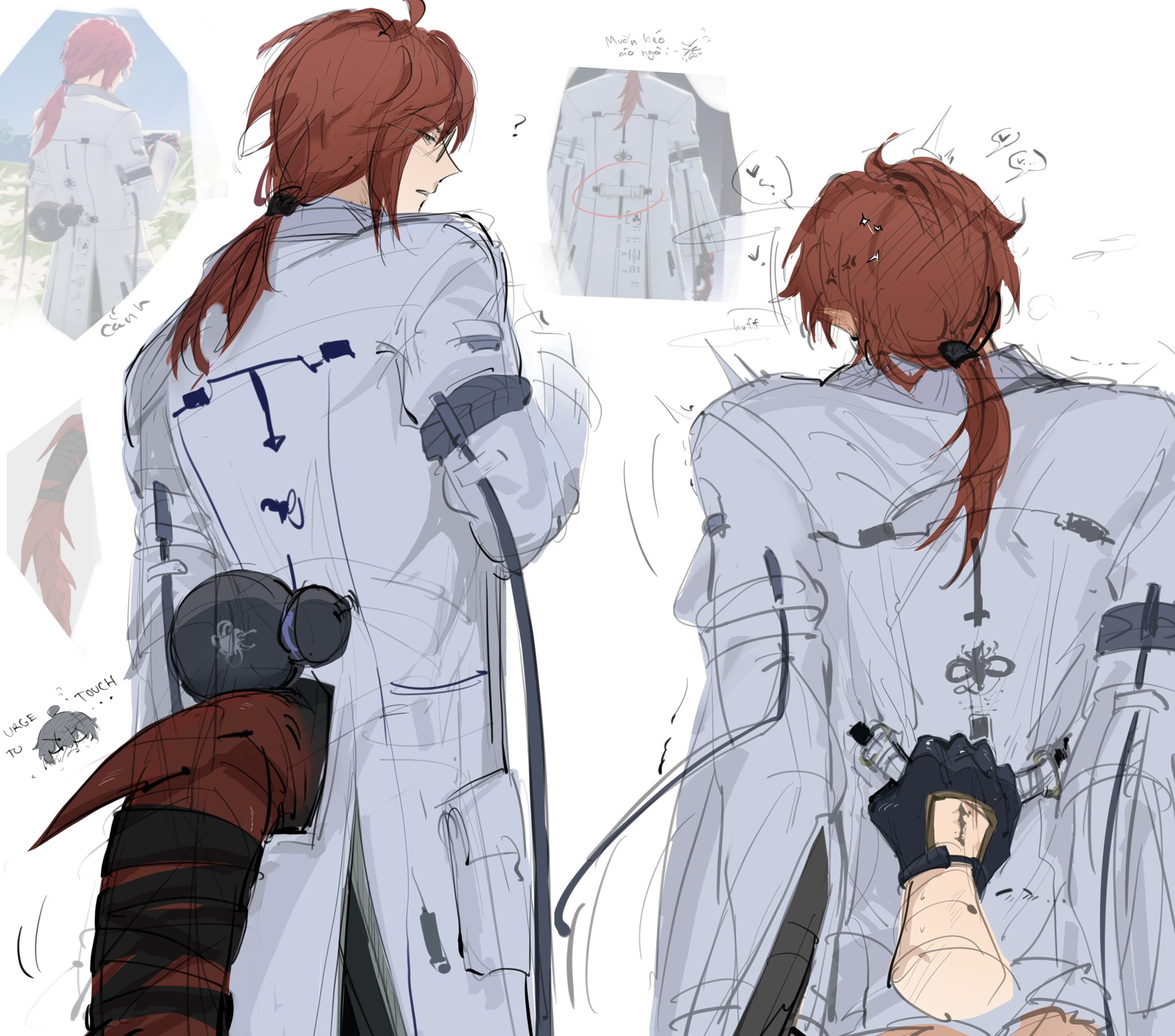 gay, ggguoee, glasses, heart, male, male only, male rover (wuthering waves), male/male, mortefi (wuthering waves), red hair, rover (wuthering waves), wuthering waves, yaoi