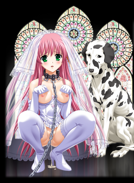 1boy 1girls aihara_sarina begging bestiality breasts bridal_gloves canine chains church collar cum cum_in_pussy cumdrip dalmatian delta dress elbow_gloves female femsub green_eyes hair_ribbon high_heels leash leo_(shiiku_hakusho) long_gloves long_hair male married_to_feral nipples petplay pink_hair ribbon shiiku_hakusho shiiku_hakusho_-_kusari_ni_tsunagareta_doukyuusei shoes slave straight thighhighs tied_hair twintails very_long_hair wedding wedding_ceremony wedding_dress zoophilia