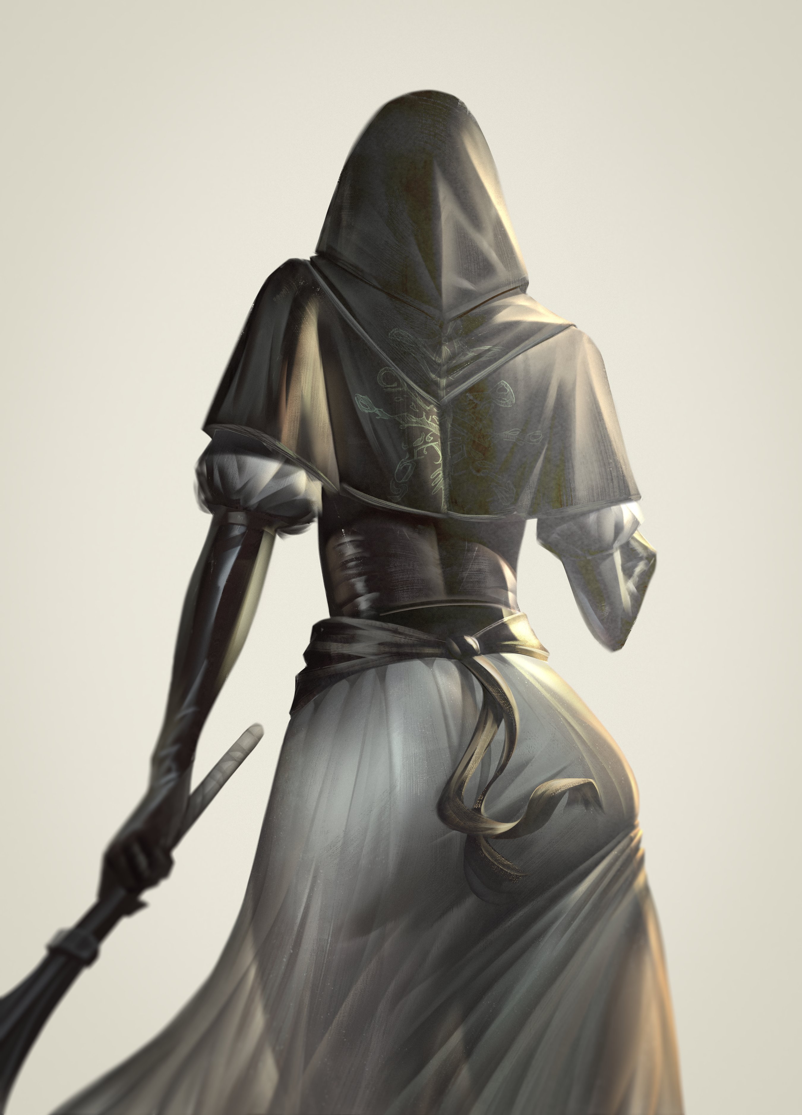 1girls, 2025, 2026, 2d, 2d (artwork), absurd res, ass, ass focus, black capelet, black gloves, black hoodie, booty, capelet, dat ass, digital drawing (artwork), digital media (artwork), elbow gloves, elden ring, elden ring nightreign, female, female focus, female only, from behind, from behind view, fromsoftware, fully clothed, gloves, highres, holding, holding mace, holding object, holding weapon, mace, nun, see-through, see-through clothing, see-through silhouette, sfw, solo, solo female, solo focus, standing, the antin, tight clothing, undertaker (nightreign), video game character, video games, walking, weapon