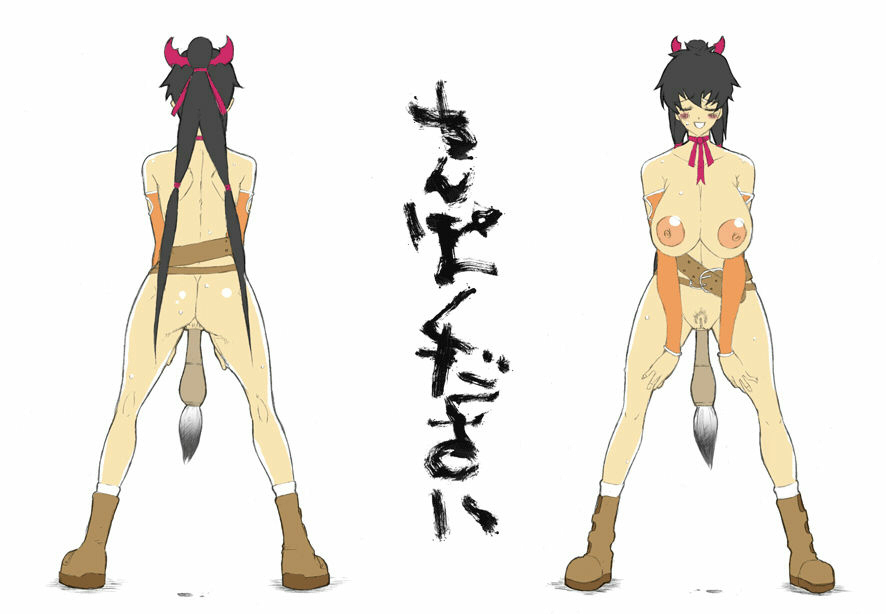 ass black_hair breasts closed_eyes detached_sleeves drain elbow_gloves final_fantasy final_fantasy_unlimited gloves hair_ribbon hiratura_masaru huge_breasts insertion large_breasts lisa_pacifist long_hair masturbation object_insertion ribbon standing vaginal_insertion vaginal_penetration