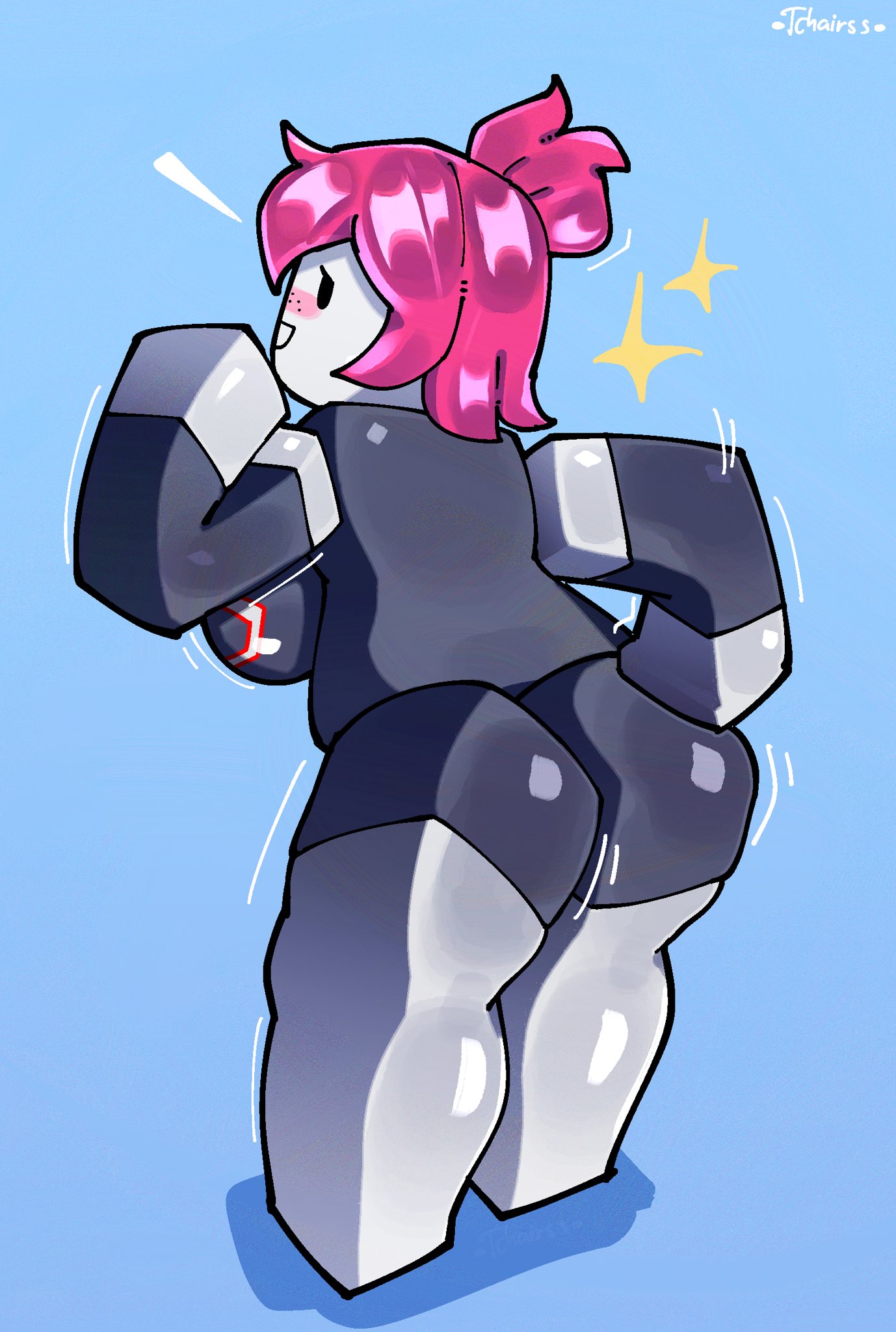 1girls, ass, ass focus, blocky body, breasts, butt, butt focus, clothing, guest (roblox), pink hair, roblox, robloxian, tagme, tchairss, thighs, white skin