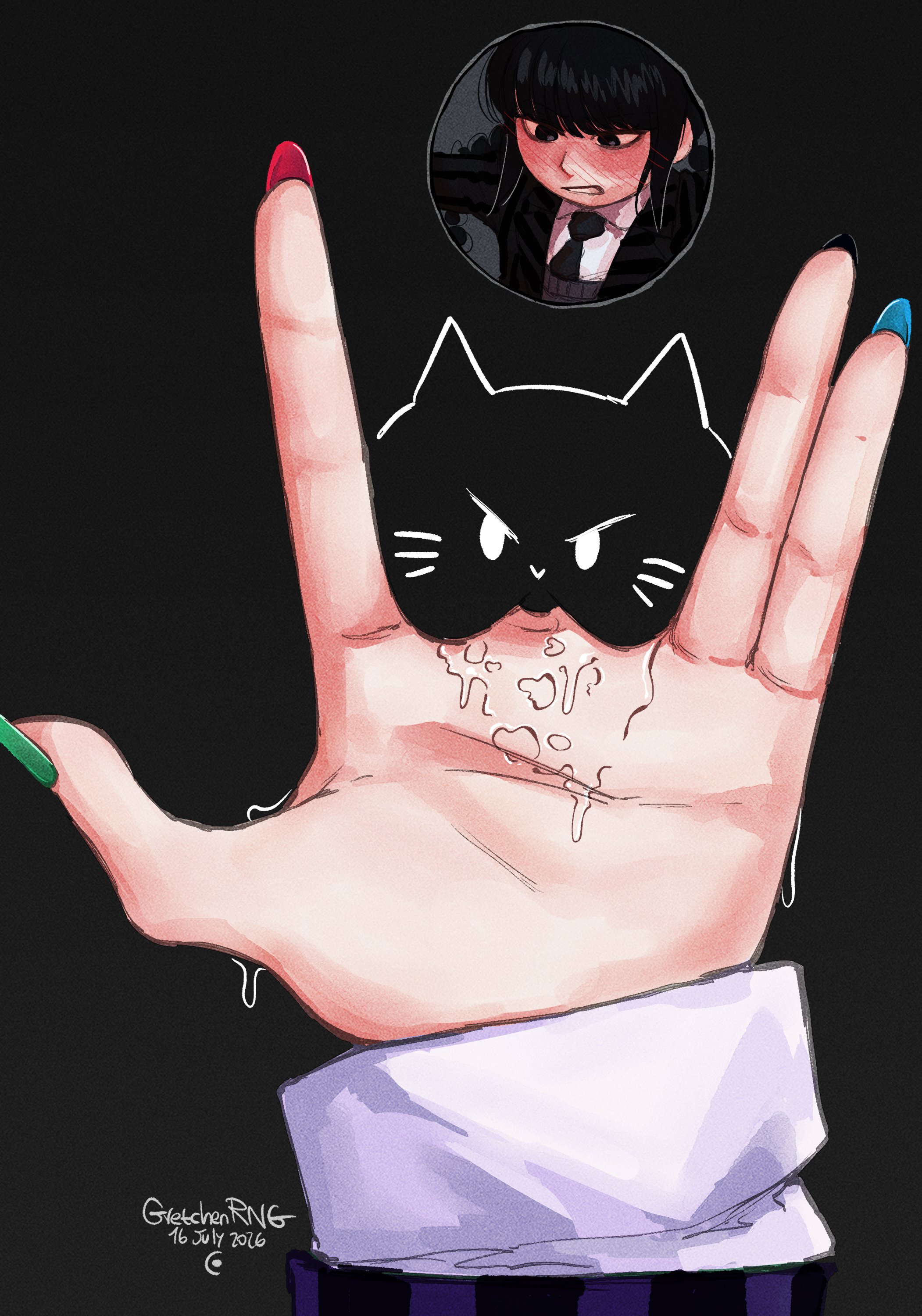 1 finger fingering, 1girls, 2026, 2d, blush, cat, cat bite (meme), cat drawn on pussy, cat ears, close-up, do you want to pet my cat (meme), enid sinclair, face close-up, female, female focus, female only, female penetrated, femdom, femsub, fingering, fingering partner, fingering partner's pussy, fingering pussy, fingering through clothes, fingers, flustered, friends, goth, goth girl, gretchenrng, hi res, implied masturbation, lesbian, lesbians, masturbation, meme, multiple angles, painted nails, penetration, pussy, pussy close-up, pussy ejaculation, pussy focus, pussy juice, pussy juice drip, pussy juice on hand, pussy lips, pussy outline, pussy penetration, pussy through clothing, the addams family, wednesday (netflix), wednesday addams, yuri