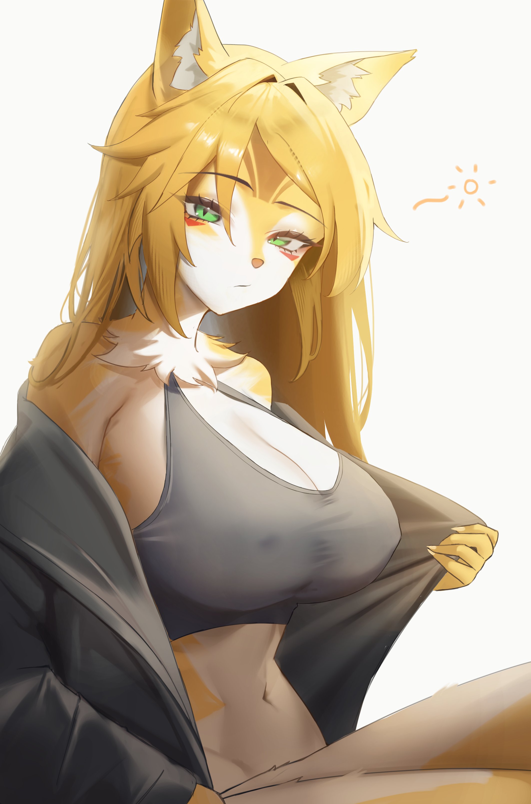 1girls, absurd res, anthro, ass, big ass, big breasts, big thighs, blonde hair, breasts, cat girl, cat humanoid, catgirl, choker, clothing, curvy figure, domestic cat, erect nipples, felid, feline, feline humanoid, felis, female, fit, fit abs, fit female, fur, furry, green eyes, grey sports bra, hair, hi res, huge ass, huge breasts, huge thighs, maviss 03, mihoyo, multicolored body, multicolored fur, nipples, panties, pulchra (zenless zone zero), pulchra fellini, solo, sports bra, striped body, striped fur, stripes, tagme, tail, thick thighs, thighs, two-piece swimsuit, white body, white fur, wide hips, yellow body, yellow fur, zenless zone zero