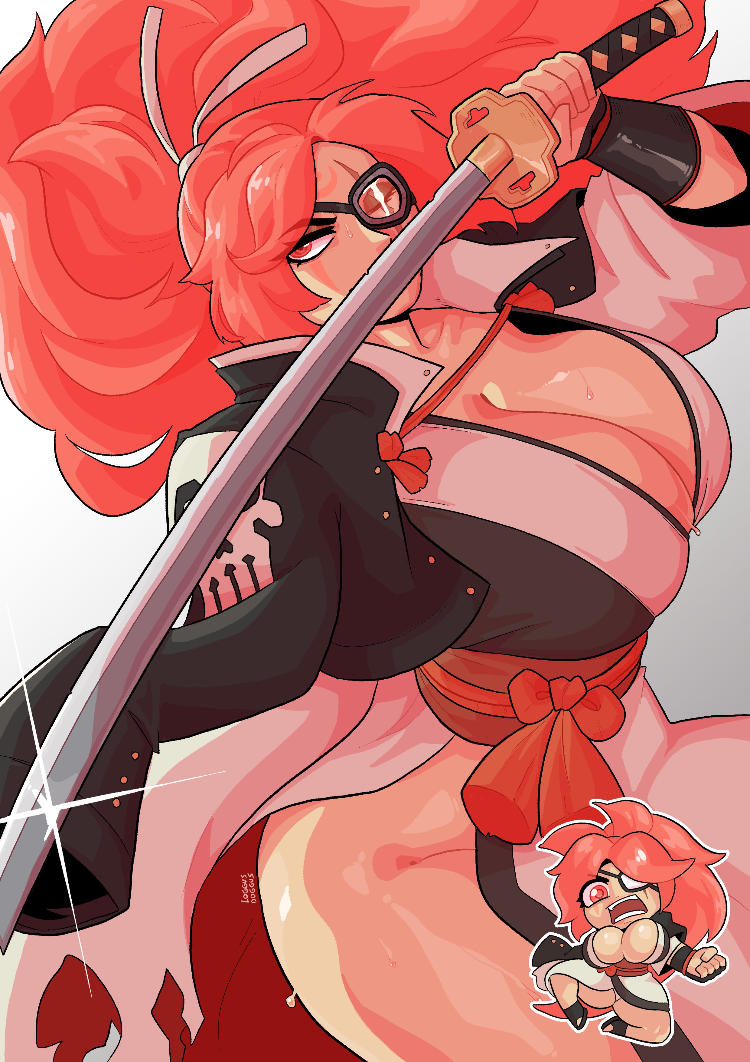 1girls, baiken, breasts, cleavage, female, female only, gigantic breasts, guilty gear, huge breasts, human, loggus doggus, solo, solo female, standing, voluptuous