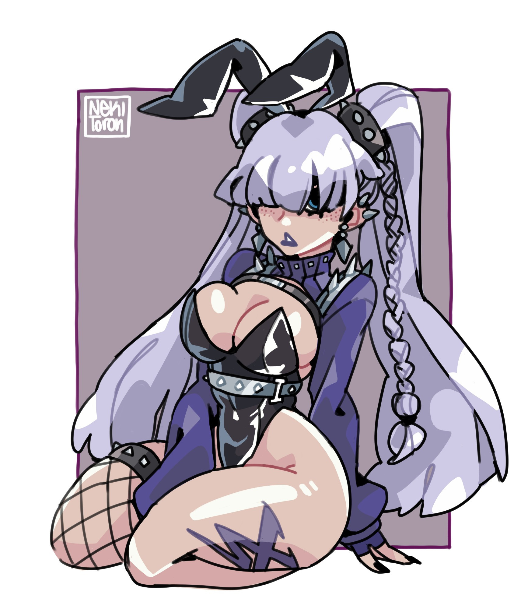 2d, chibi, clothed, clothed female, female, female only, hair over eyes, kneeling, magik (illyana rasputin), magik (marvel rivals), magik (punkchild), marvel, marvel comics, marvel rivals, nekitoototo, thick thighs, x-men