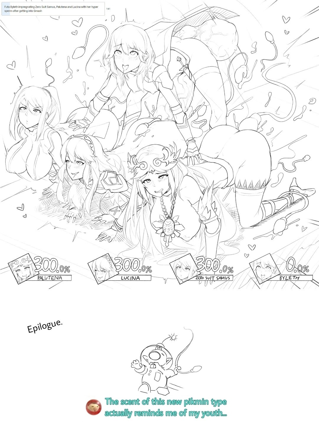 1boy, 1futa, 3girls, all fours, ass, balls, big ass, big balls, big breasts, big butt, big nose, big penis, big thighs, blush, breasts, byleth (fire emblem), byleth (fire emblem) (female), cape, cum, cum in pussy, cum inside, cuminflation, cumming, drooling, drooling tongue, edit, english text, female, fire emblem, fire emblem awakening, fire emblem: three houses, futa on female, futanari, health bar, hocotatian, hyper balls, hyper penis, hyper sperm, impregnation, intersex, kid icarus, kid icarus uprising, lucina (fire emblem), male, metroid, nintendo, olimar, orgasm, orgasm denial, orgasm face, palutena, penis, pikmin, pleasure face, pointy ears, pussy, riding, samus aran, sex, sinensian, skin tight suit, small breasts, spacesuit, sperm cell, super smash bros., super smash bros. ultimate, swinging breasts, text, tongue, tongue out, veiny balls, veiny penis, zero suit samus