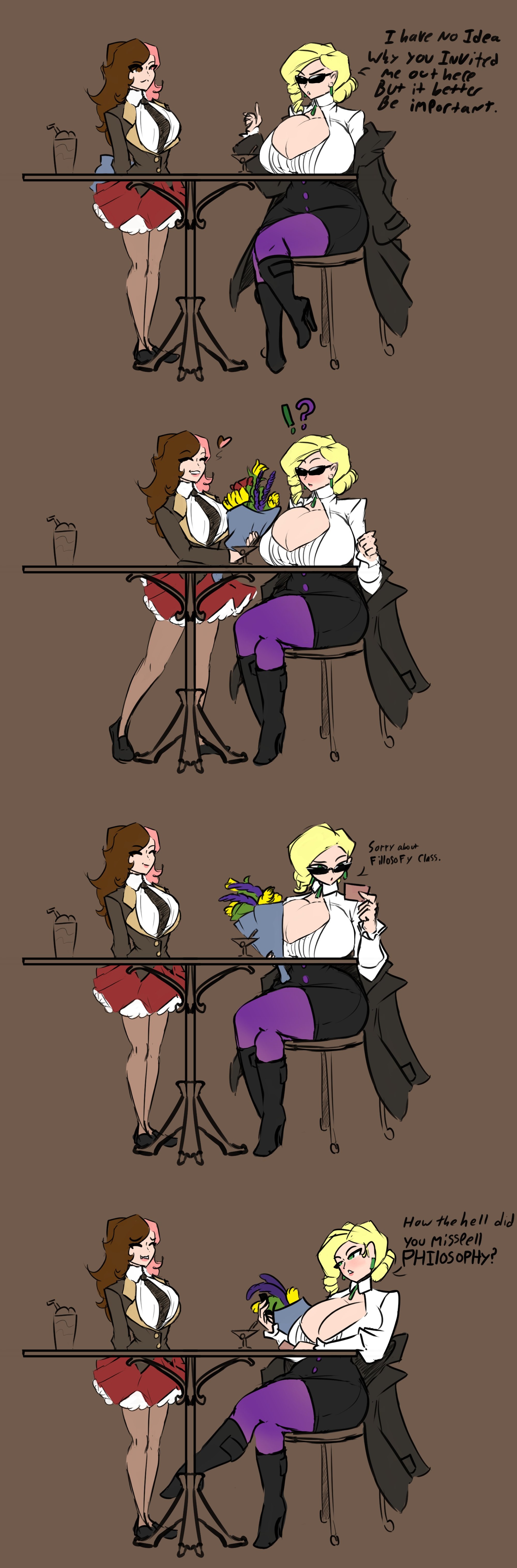 2girls, adult, adult female, alternate breast size, ass, big ass, big breasts, blonde female, blonde hair, blonde hair female, blonde-haired female, boots, breasts, breasts bigger than head, coat, comedy, comic, compilation, cute, dat ass, english, english text, female, funny, glasses, glynda goodwitch, green eyes, high heel boots, high heels, hourglass figure, hourglass figured female, hype ass, hyper, hyper breasts, jakearmorsmith, large breasts, long legs, massive breasts, meme, milf, mommy, mommy milkers, neo (rwby), not porn, older female, pencil skirt, rooster teeth, rwby, safe, safe for work, school uniform, schoolgirl, schoolgirl uniform, sfw, sketch, sunglasses, teacher, teacher and student, teacher outfit, teasing, thick, thick ass, thick hips, thick thighs, thigh highs, thighhighs, thighs, viz media, white blouse, wholesome, yuri