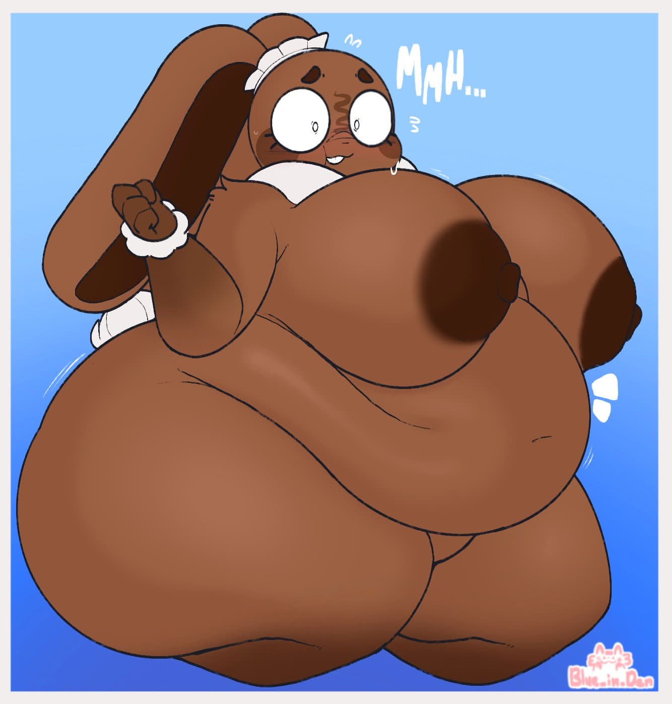 anthro, bbw, blue in den, chubby, chubby female, cocoa (dandy's world), dandy's world, dandys world, fat, fat female, female, furry, overweight, overweight female, rabbit girl
