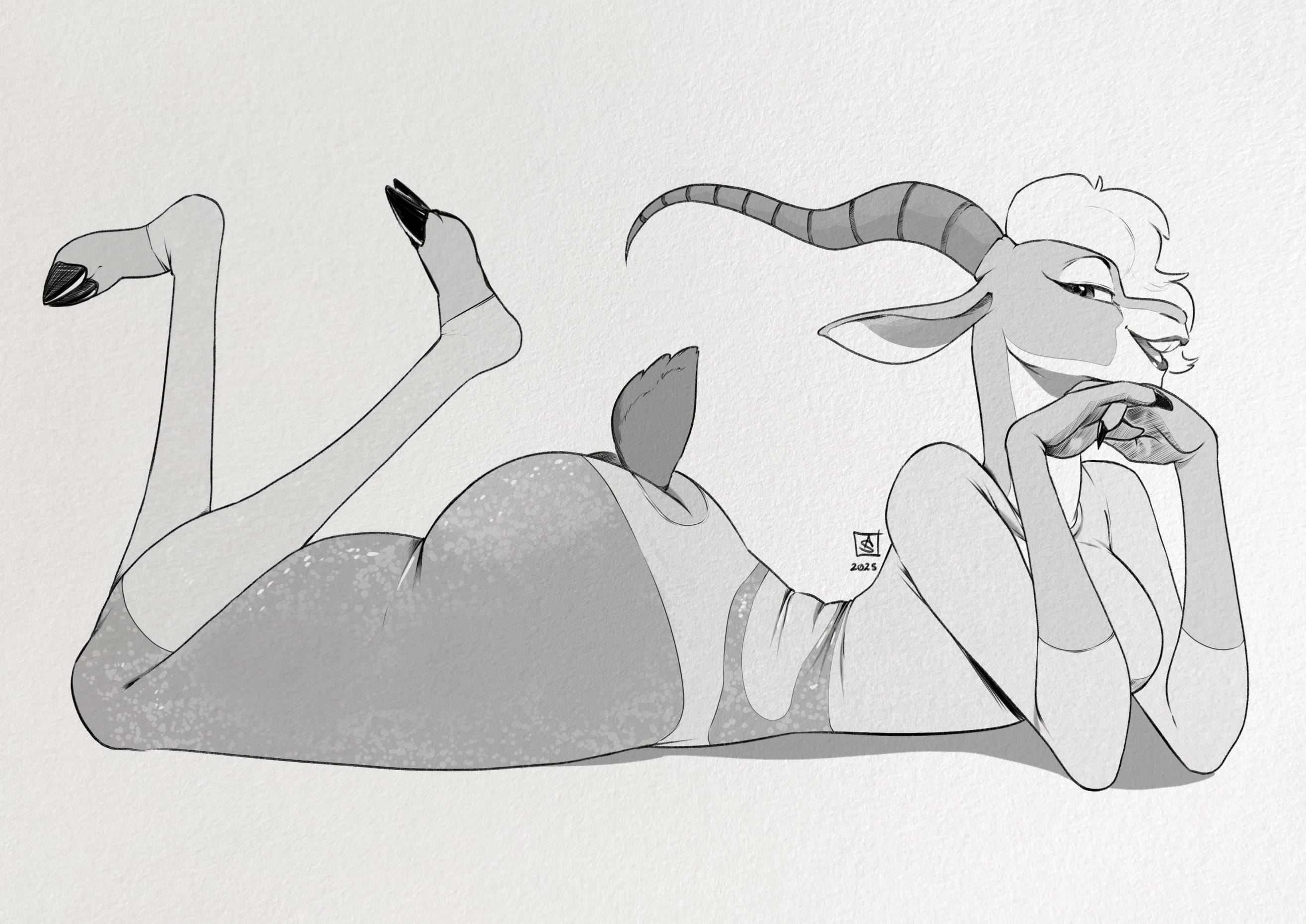 1girls, ass, disney, female, female focus, female only, furry, gazelle, gazelle (zootopia), horn, legs, looking at viewer, panties, tail, theaaronschmit, thick ass, thick thighs, zootopia, zootopia 2