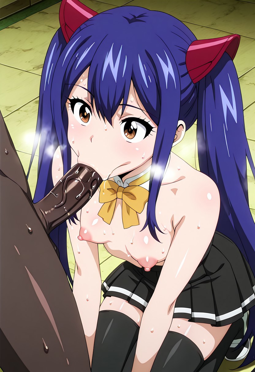 1boy, 1girls, about to cum, ai generated, akaz123, black legwear, blowjob, blowjob face, blowjob pov, blue hair, blush, brown eyes, brown penis, cock gobble, cock hungry, cock worship, deep blowjob, deepthroat, fairy tail, fellatio, female, first time, imminent ejaculation, kneeling, kneeling oral position, large penis, long hair, looking at penis, male, penis awe, penis in mouth, perky nipples, small breasts, steaming body, steamy breath, sweaty body, sweaty breasts, thick penis, twintails, vacuum blowjob, vacuum fellatio, vacuum suck, veiny penis, wanting cock, wanting cum, wendy marvell