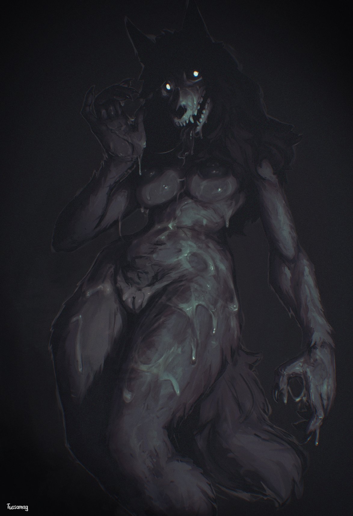 1girls, dripping wet, looking at viewer, mal0, malo, scp foundation, scp-1471, scp-1471-a, skull head, solo, tussamag, wet, wet body