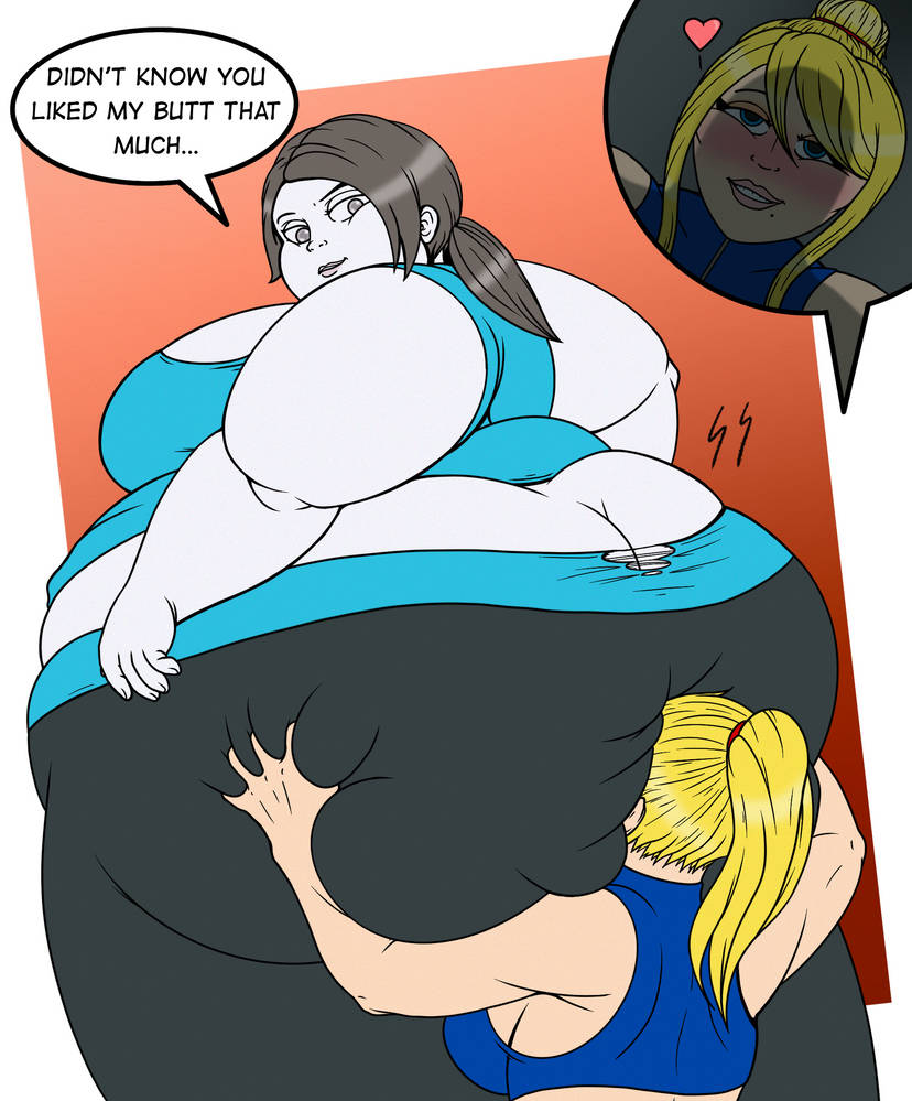2girls, ass grab, ass worship, bbw, big ass, big breasts, face in ass, fat, fat ass, fat female, metroid, nintendo, overweight, poorly tagged, samus aran, size difference, source request, ssbbw, sugarrollart, wii fit, wii fit trainer, wii fit trainer (female), yuri