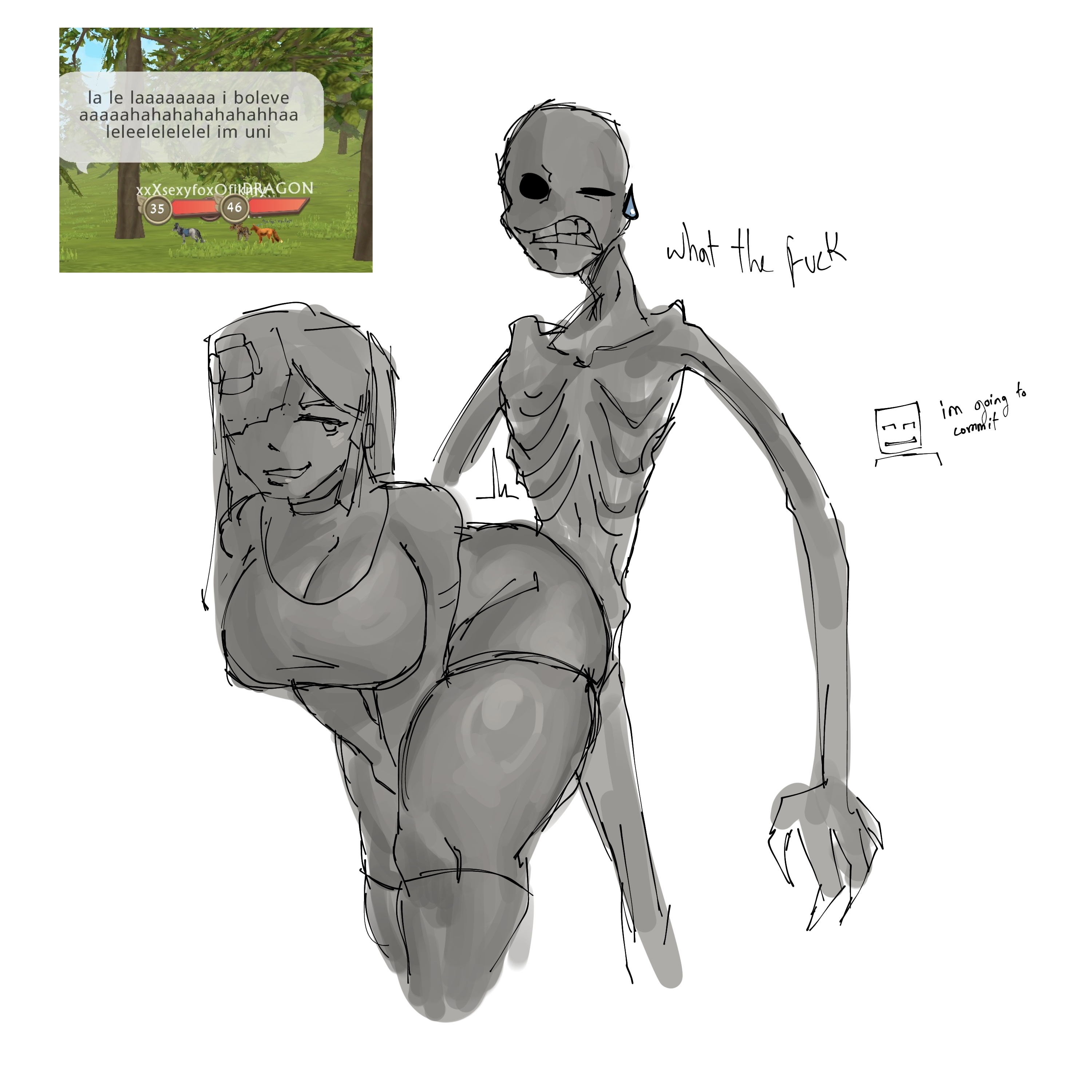 1boy, 1girl, ass, big ass, big breasts, big thighs, breasts, busty, busty female, curvy, curvy female, female, human, human female, jenny belle (slipperyt), jenny mod, joke, lornan1hater, male, male/female, minecraft, minecraft mod, monster, monster on female, satire, self upload, shitpost, thighs, verity (thatmob)