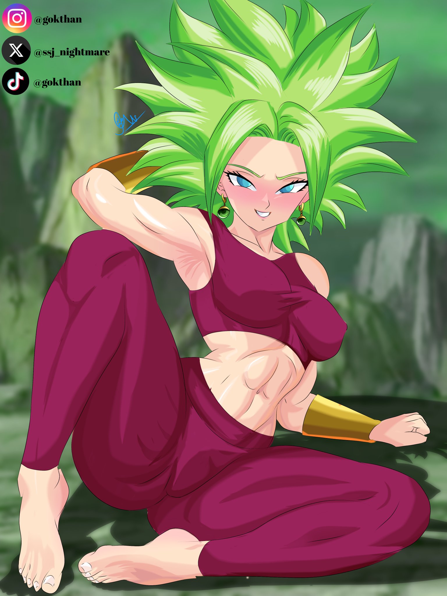 1girls, breasts, dragon ball, dragon ball super, dragon ball z, female, gokthan (artist), kefla, kefla (dragon ball), naked, nude female, solo female, strong female